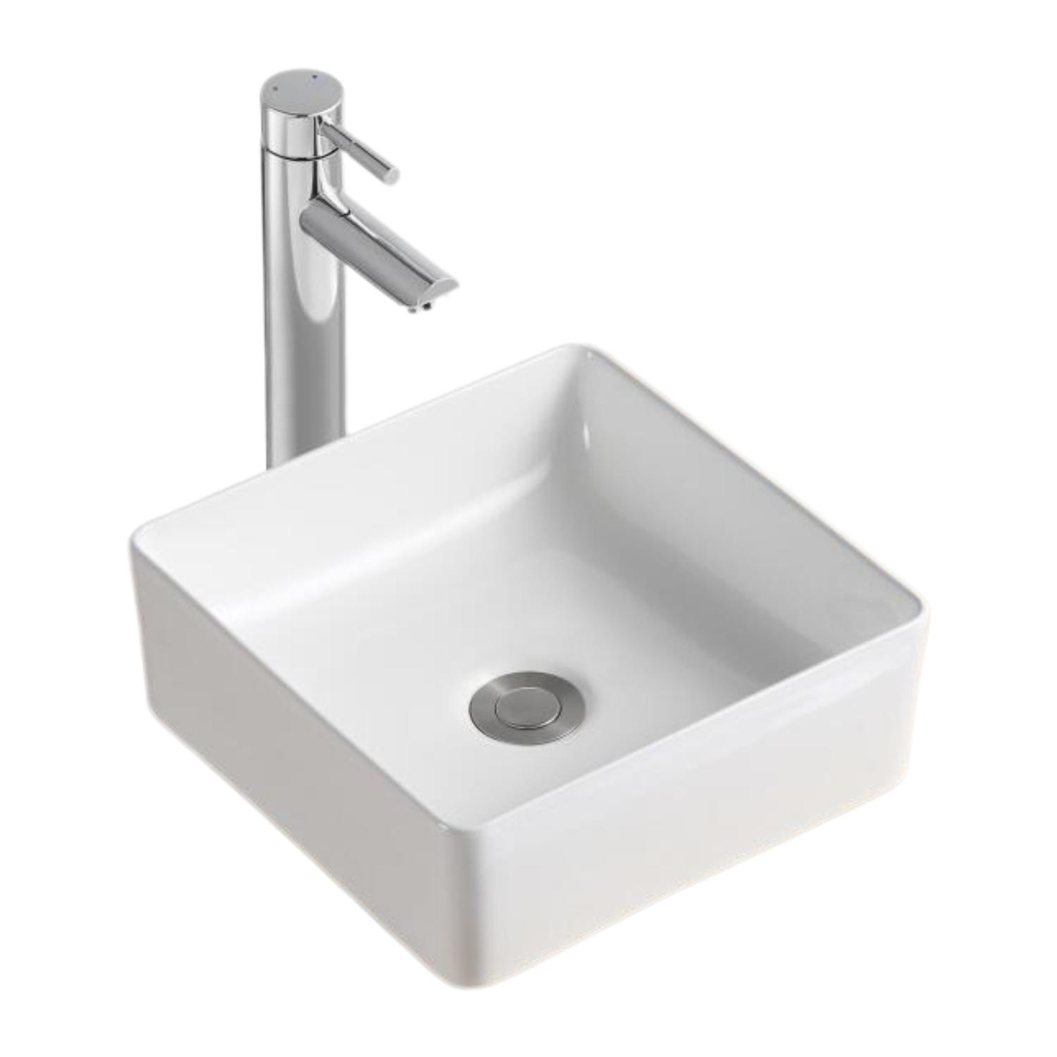 Vasque à poser carrée en céramique blanche 30x30 cm AONI