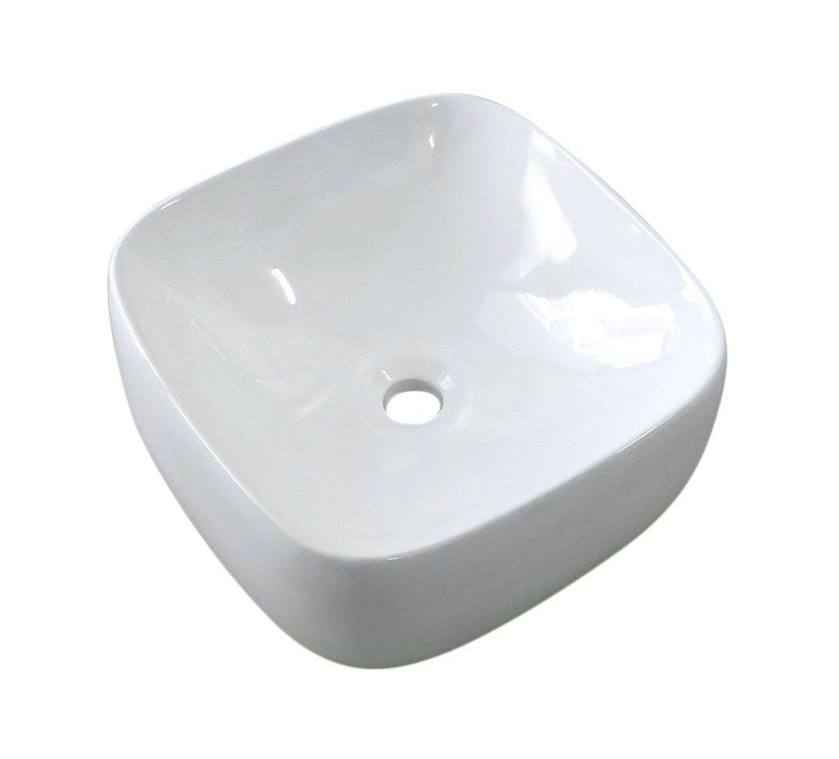 Vasque à poser carrée en céramique blanche 39cm