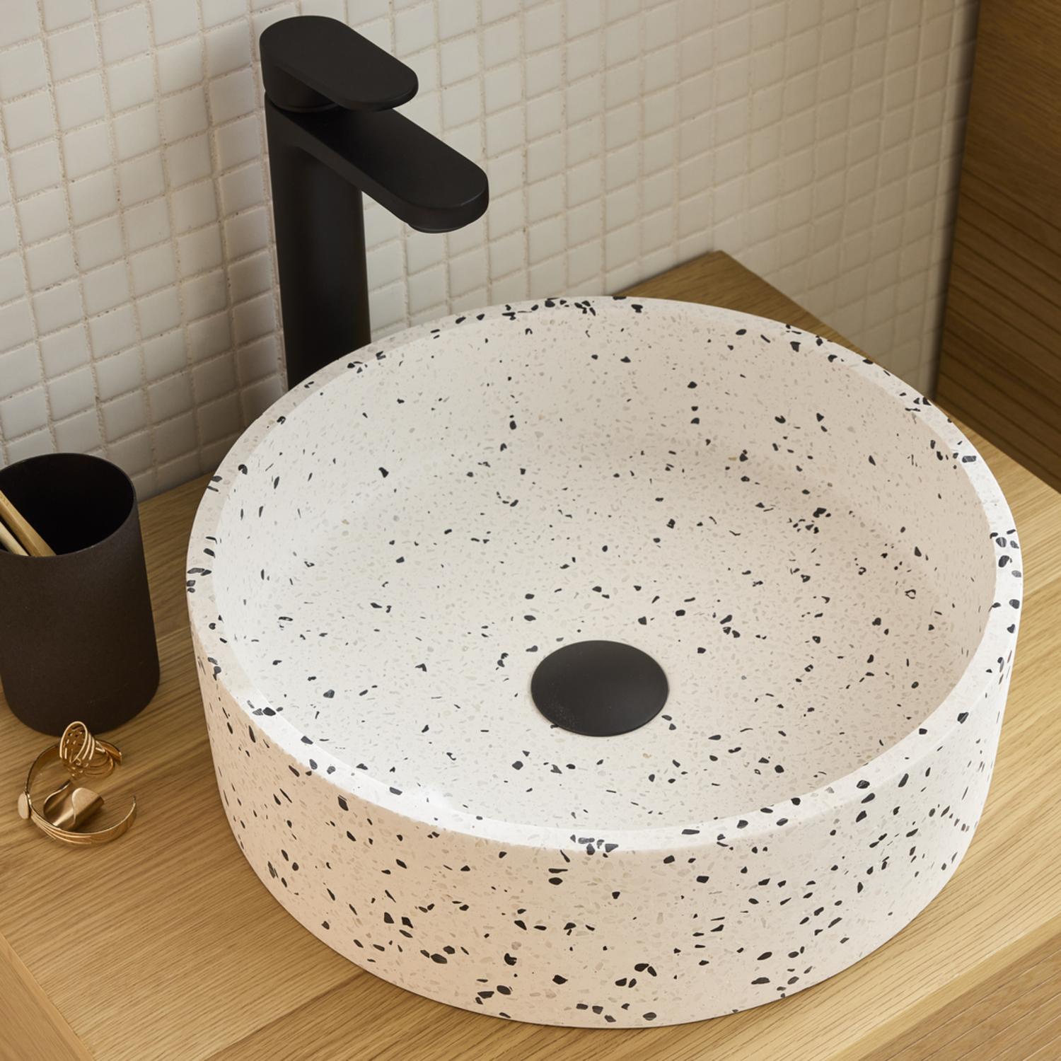 Vasque à poser ronde en terrazzo 38cm