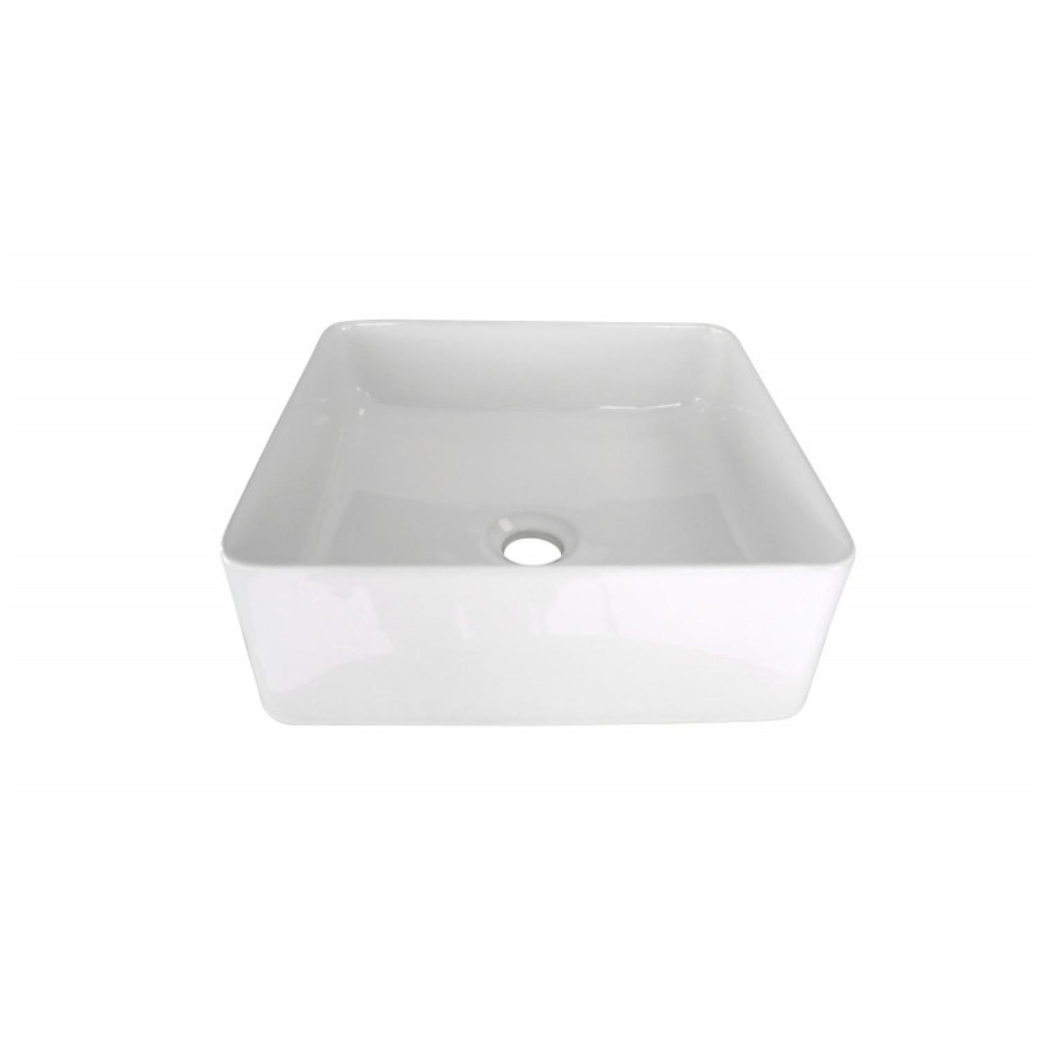 Vasque à poser carrée en céramique blanche 36cm