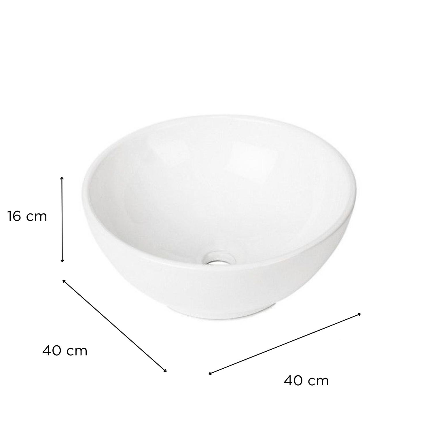 Vasque à poser ronde en céramique blanche 40cm