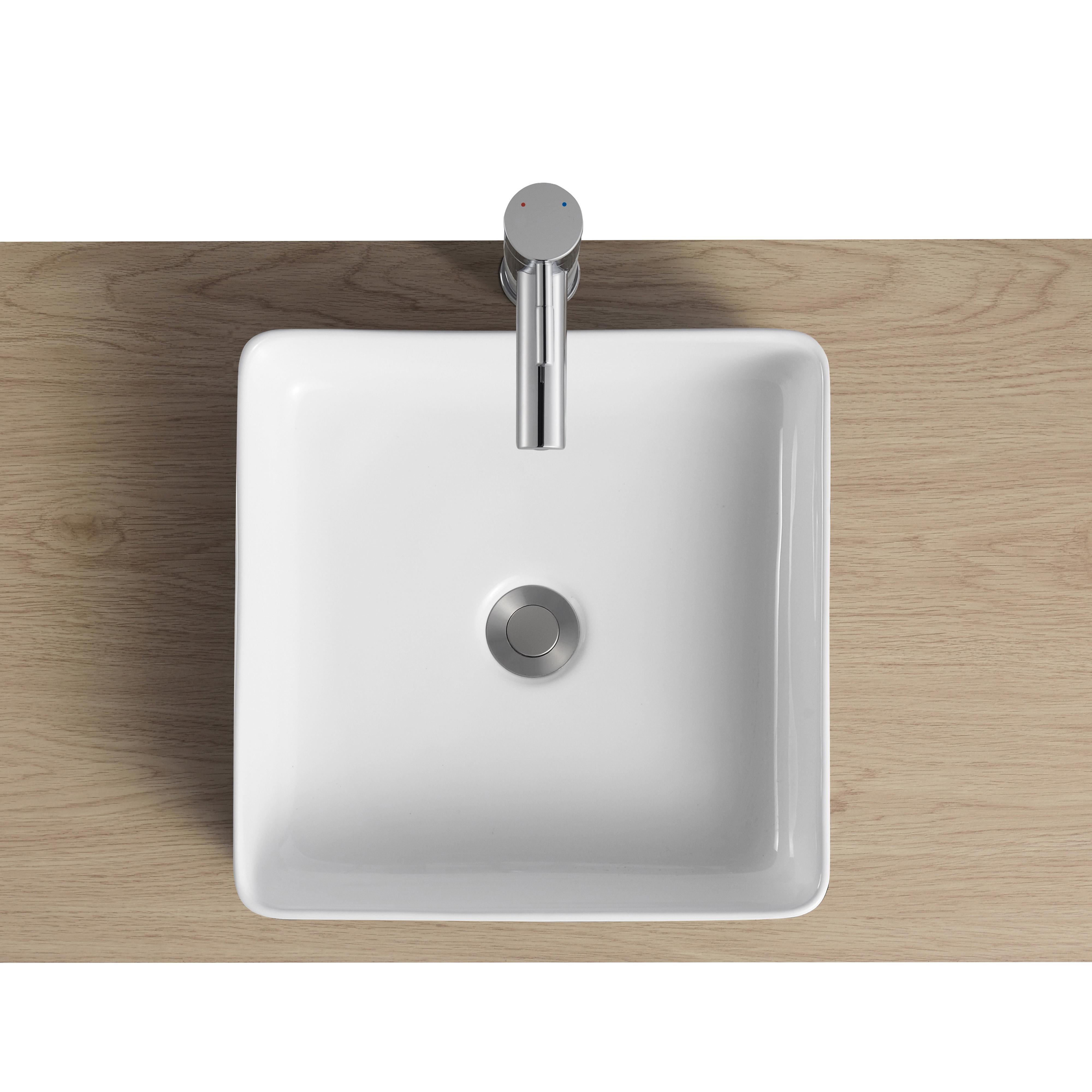 Vasque à poser carrée en céramique bicolore noir et blanc 36cm
