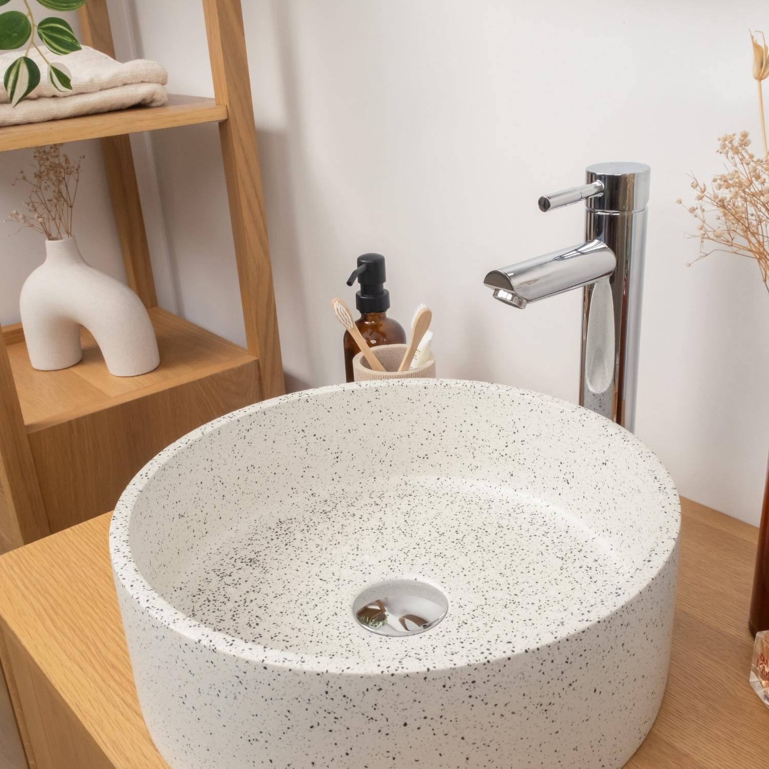 Vasque à poser ronde en terrazzo 36cm