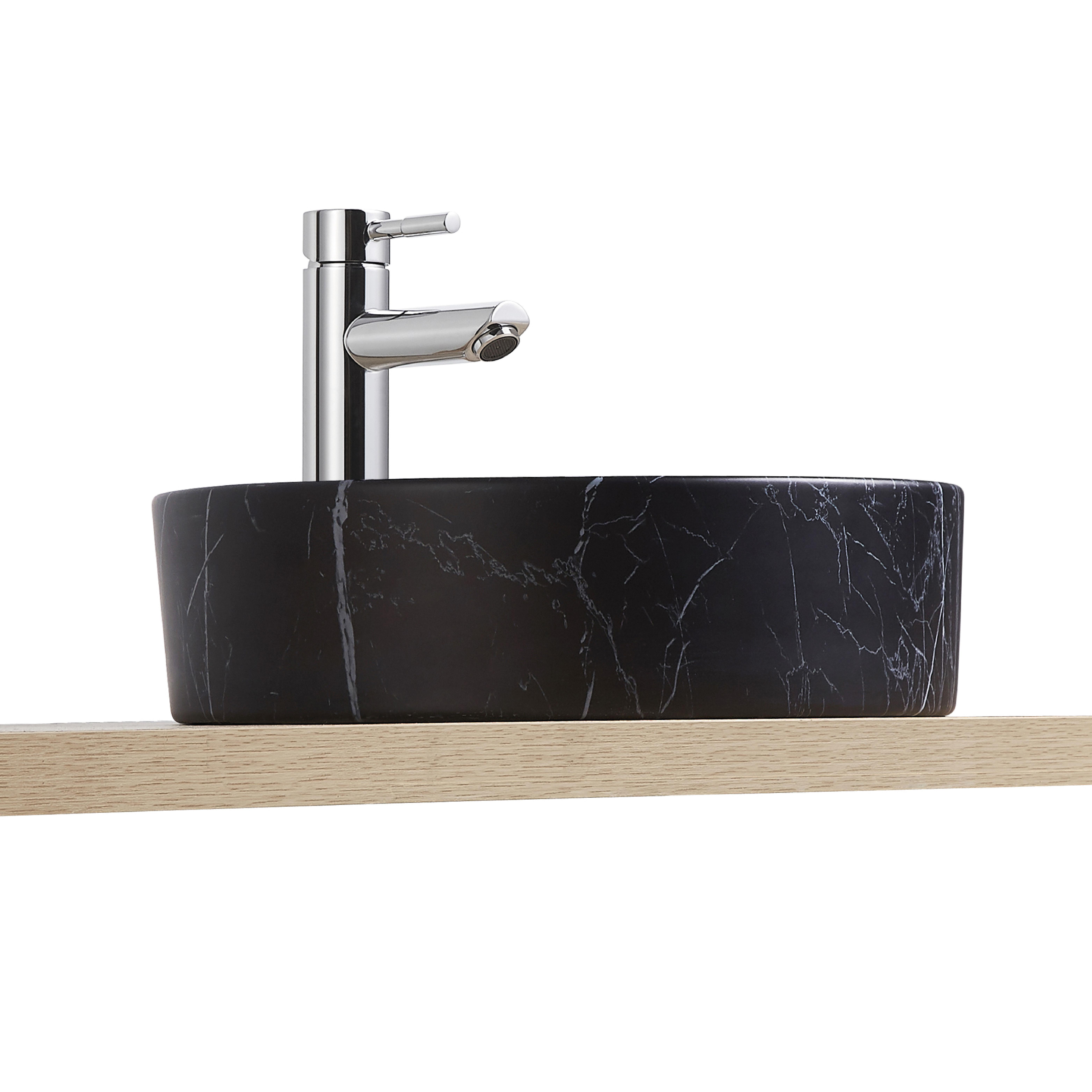 Vasque à poser ronde en céramique effet marbre D38cm