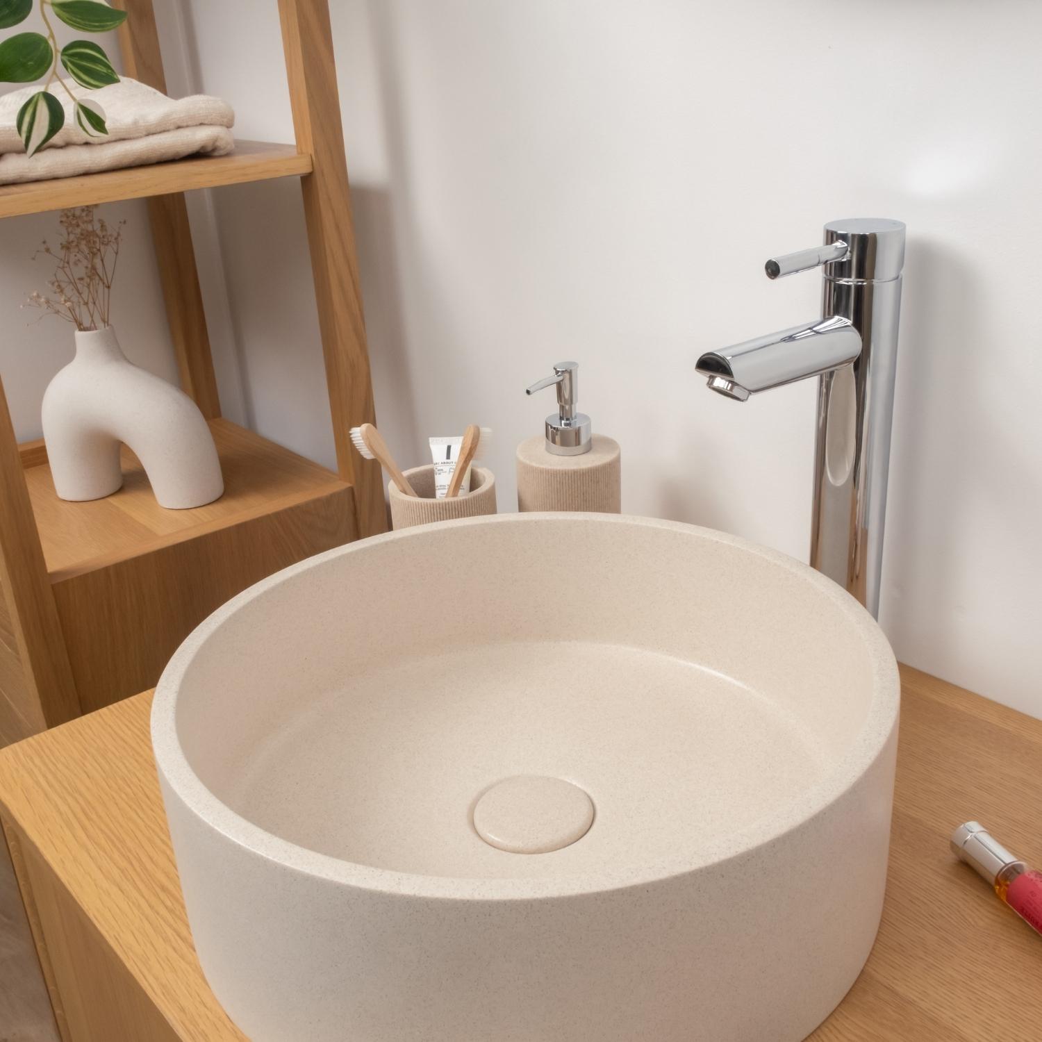 Vasque à poser ronde en grès 36cm