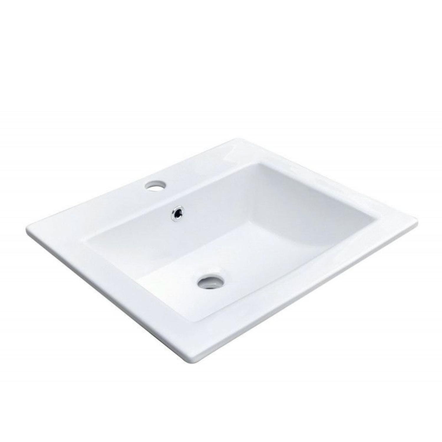 Vasque à encastrer rectangle en céramique blanche 50x43cm
