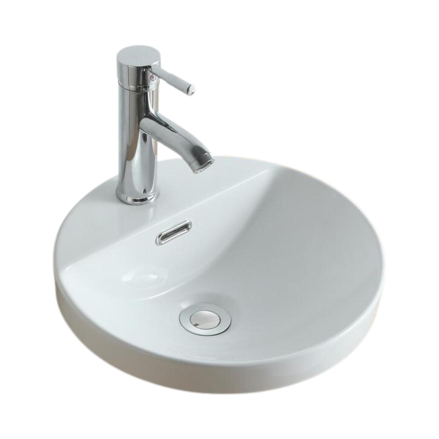 Vasque semi encastrée ronde en céramique blanche 37cm