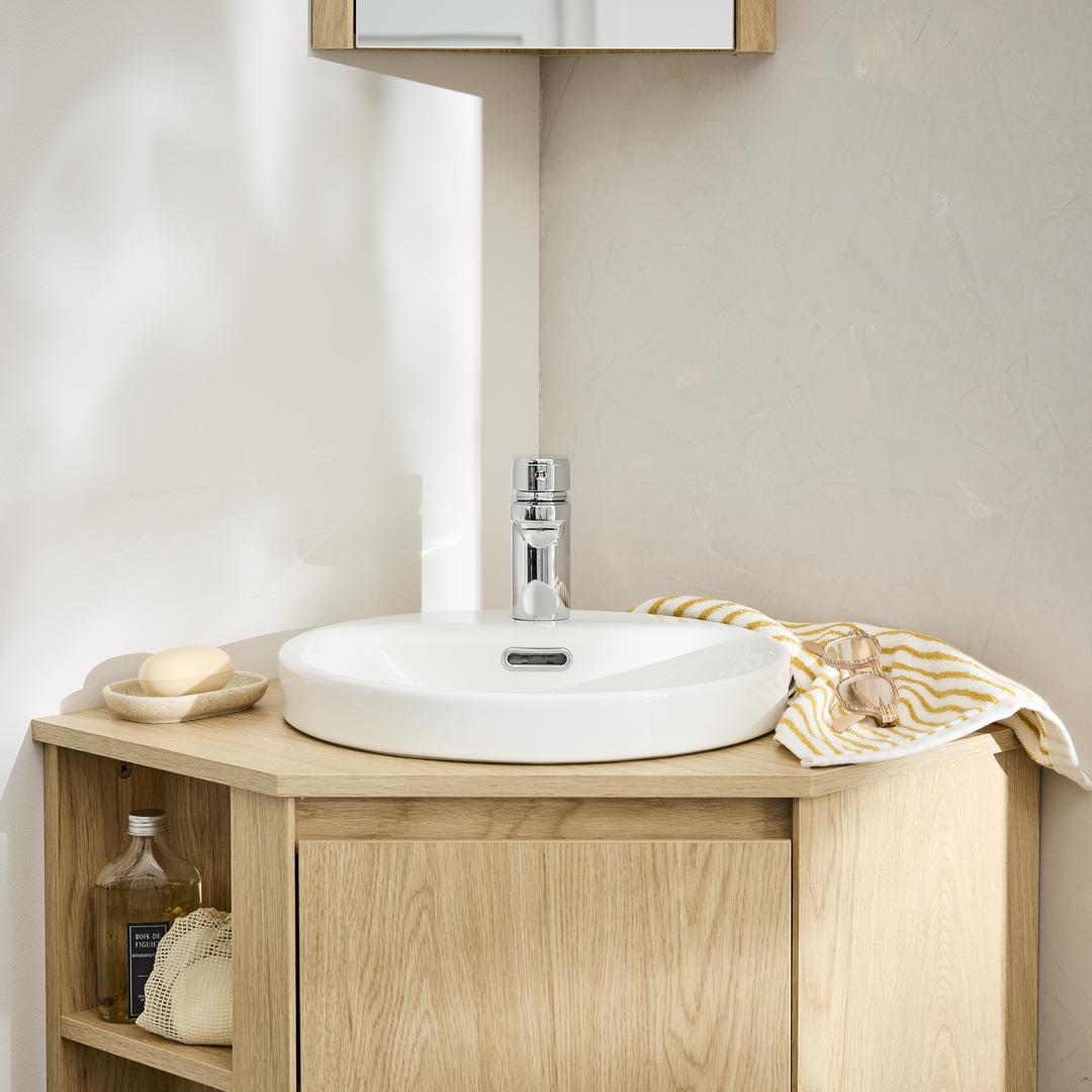 Vasque semi encastrée ronde en céramique blanche 37cm