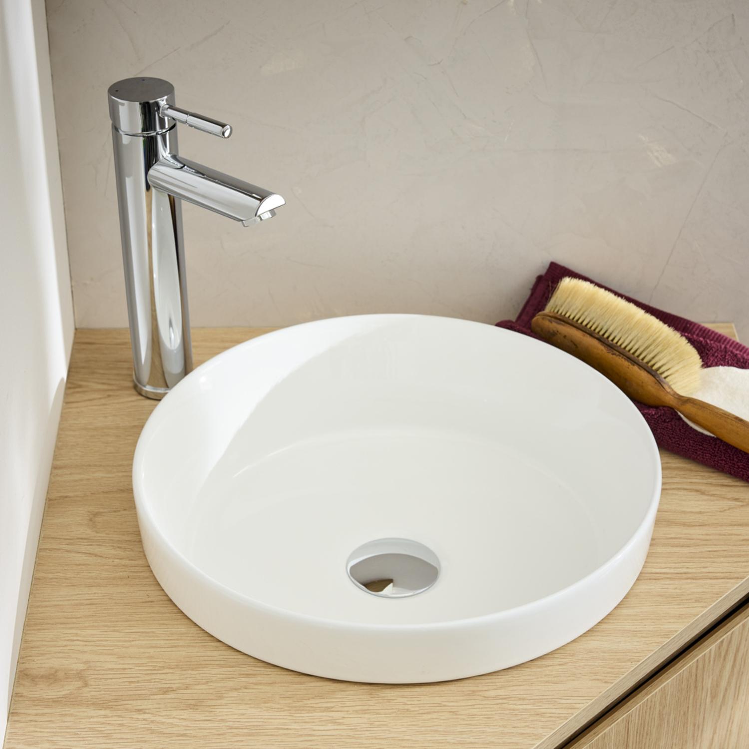 Vasque à encastrer ronde en céramique blanche 36cm