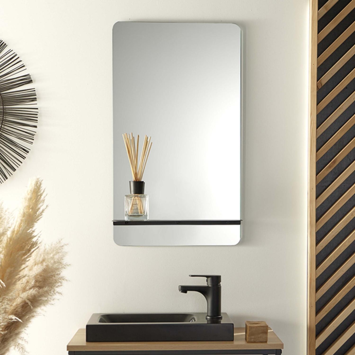 Miroir rectangulaire avec tablette noire 40 x 70 cm SIMONA