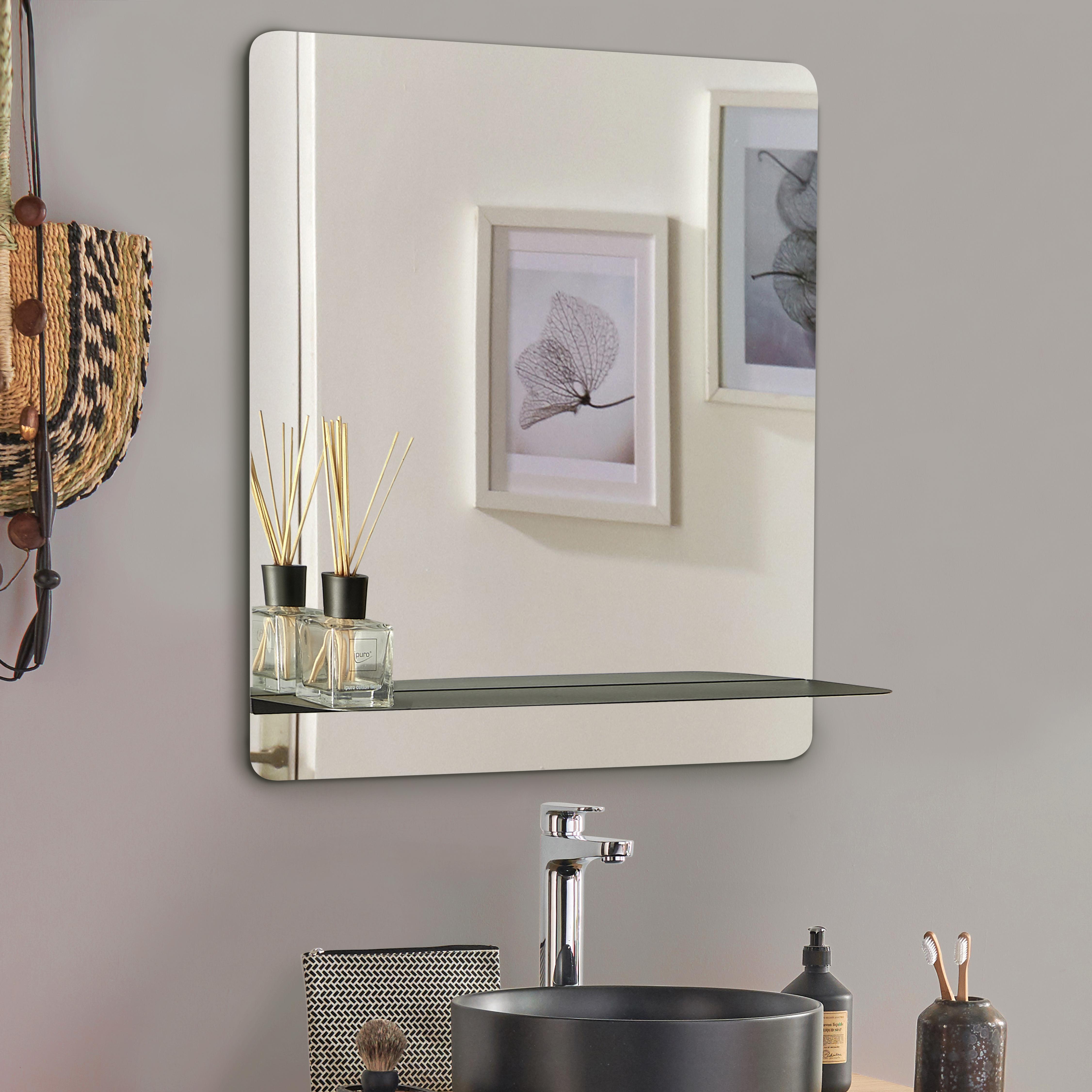 Miroir rectangulaire avec tablette blanche 60 x 70 cm SORRENTO