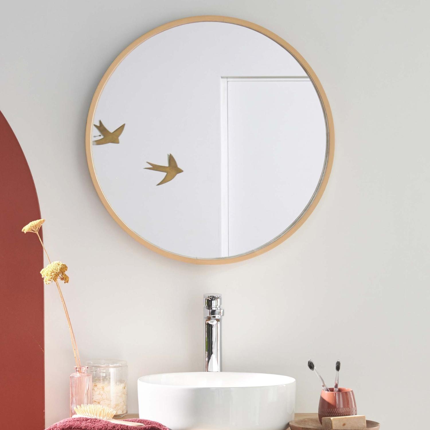Miroir rond en chêne 60 cm VALI