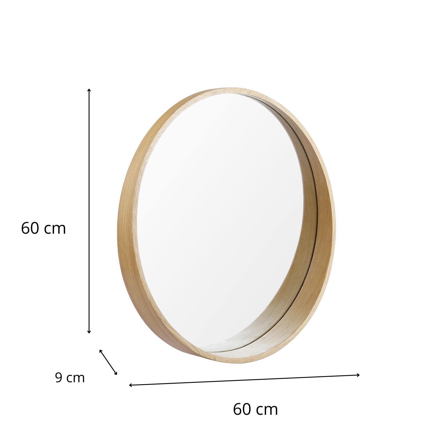 Miroir rond en chêne 60 cm VALI