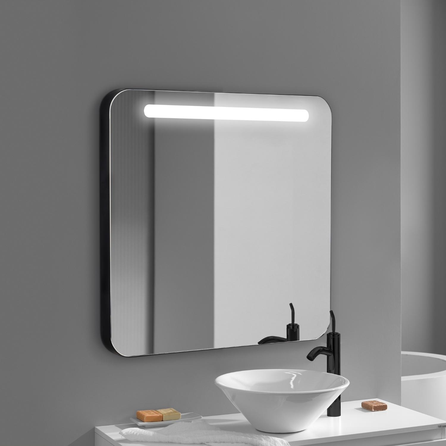 Miroir LED avec cadre en alu noir 60x70cm