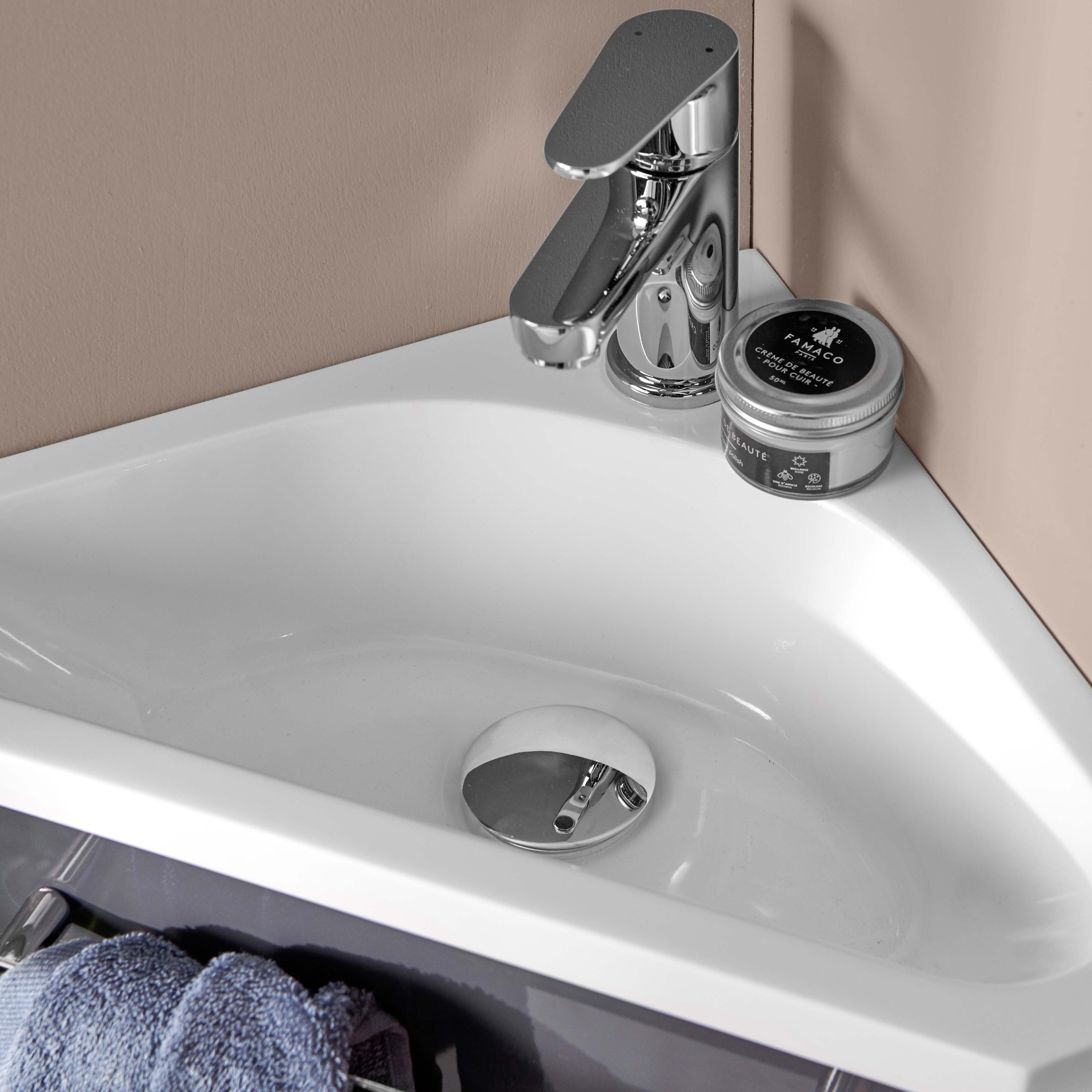 Meuble lave-mains d'angle décor chêne SKINO