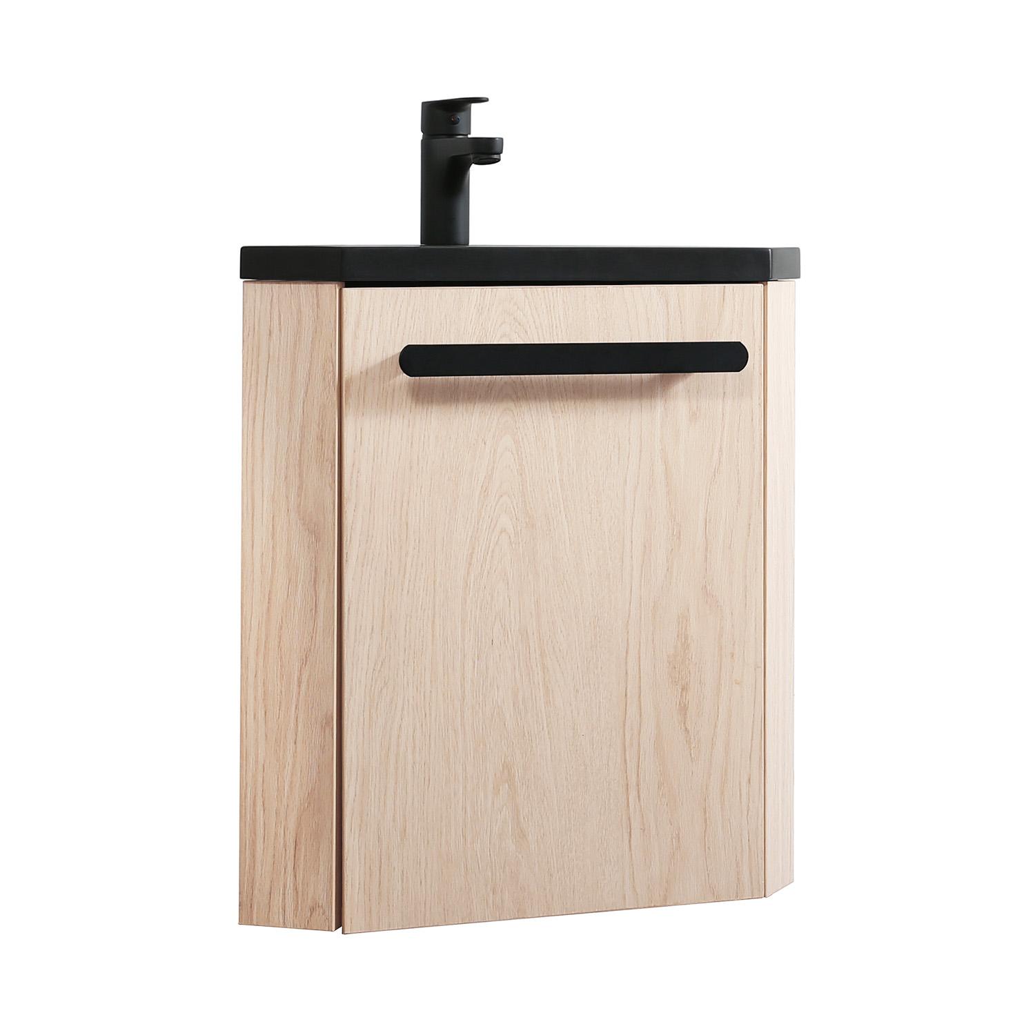 Meuble lave-mains d'angle décor chêne SKINO