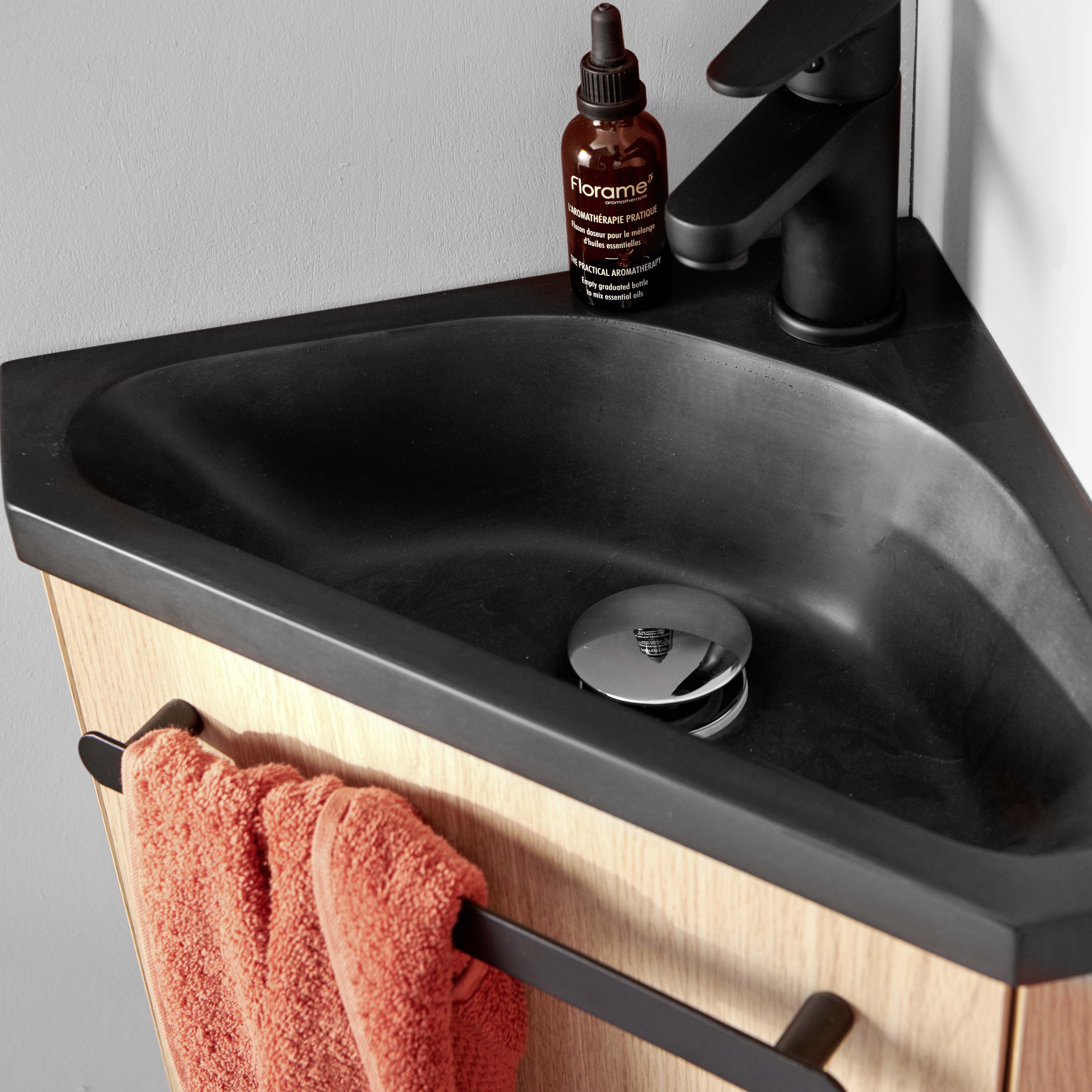 Meuble lave-mains d'angle décor chêne SKINO