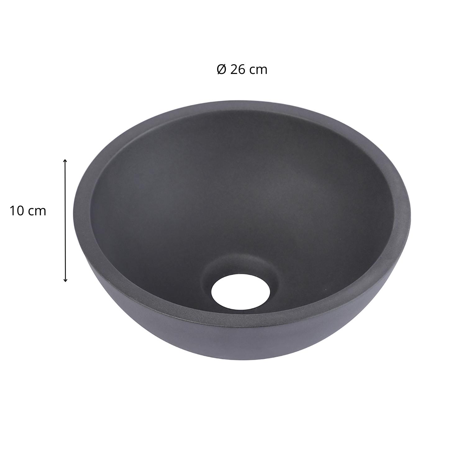 Vasque lave-mains à poser ronde en béton gris 26cm