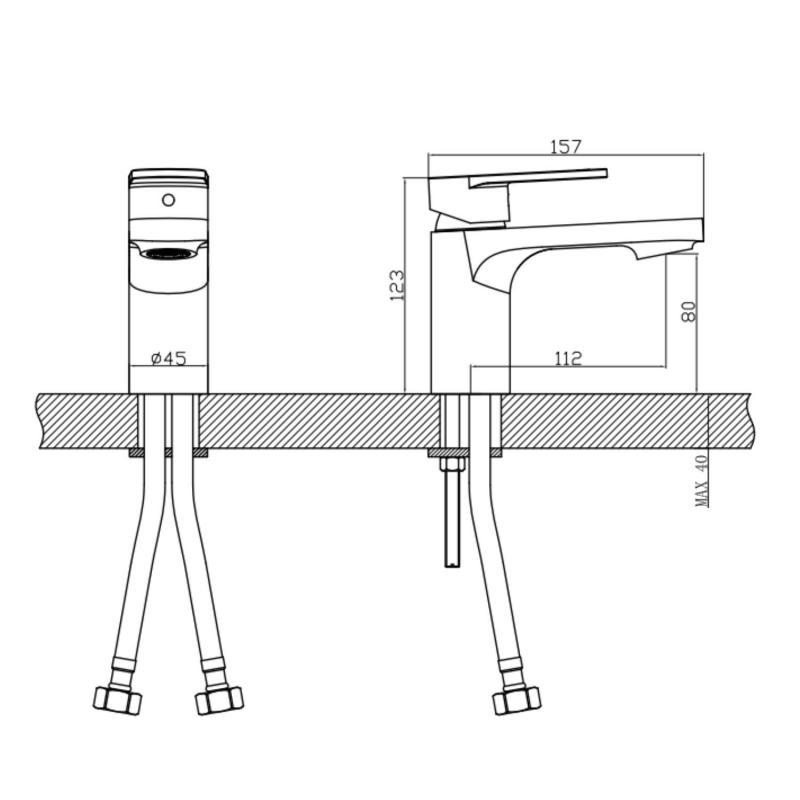 Robinet de salle de bain mitigeur bec bas noir H12,3cm