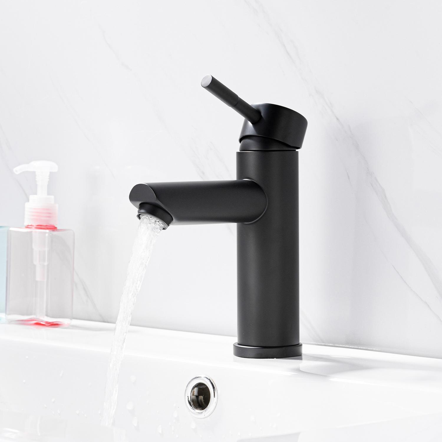 Robinet de salle de bain mitigeur bec bas chromé H17cm