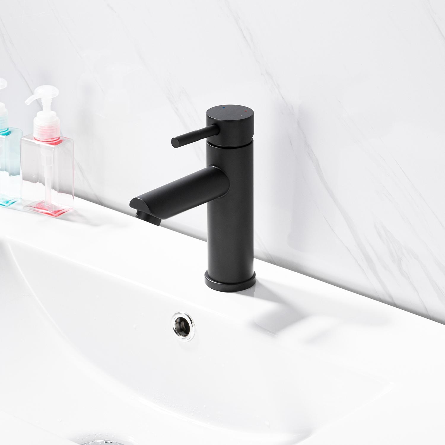 Robinet de salle de bain mitigeur bec bas chromé H17cm