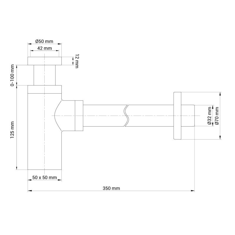 Siphon rond noir découpable D32mm
