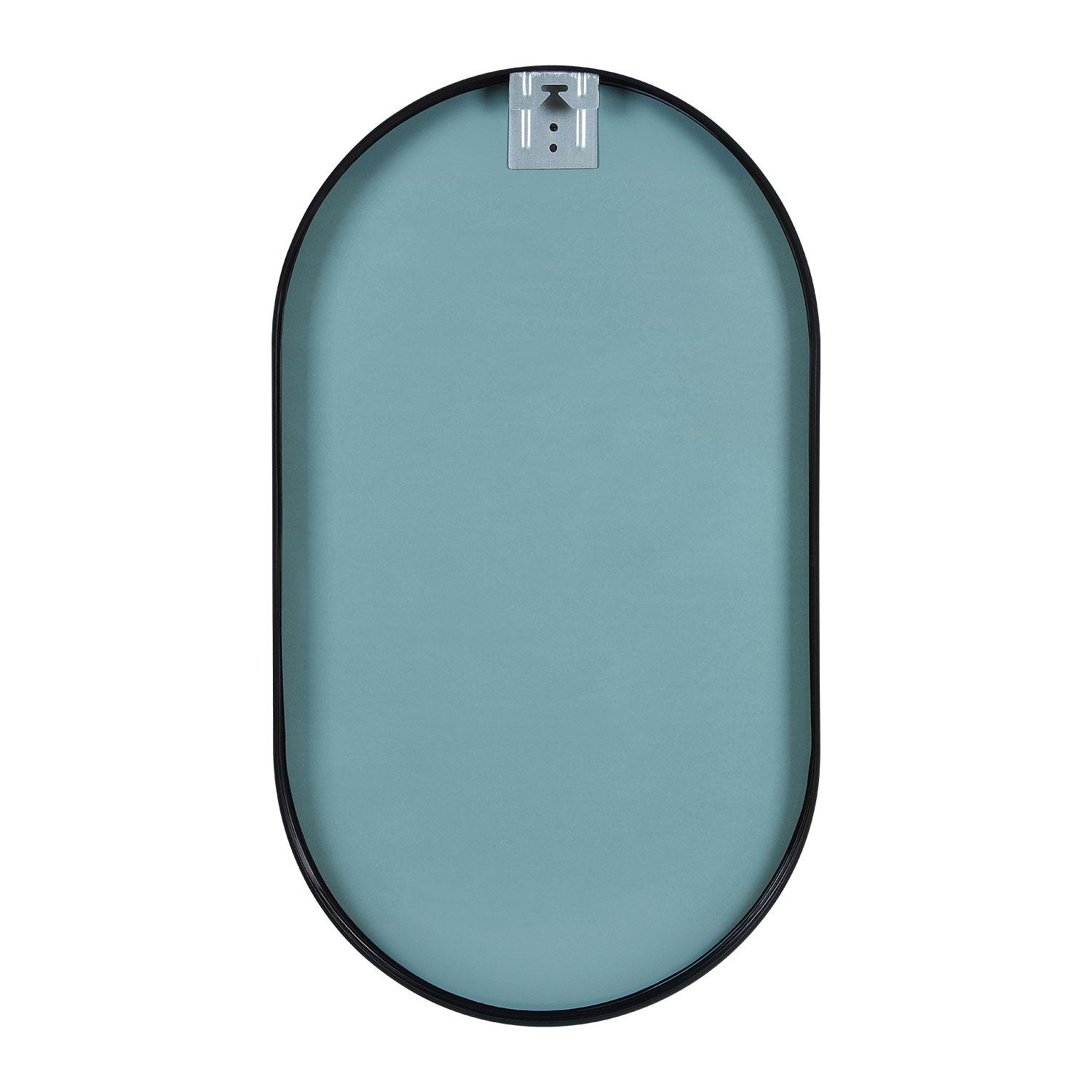 Ensemble lave-mains suspendu + robinet noir + miroir ovale