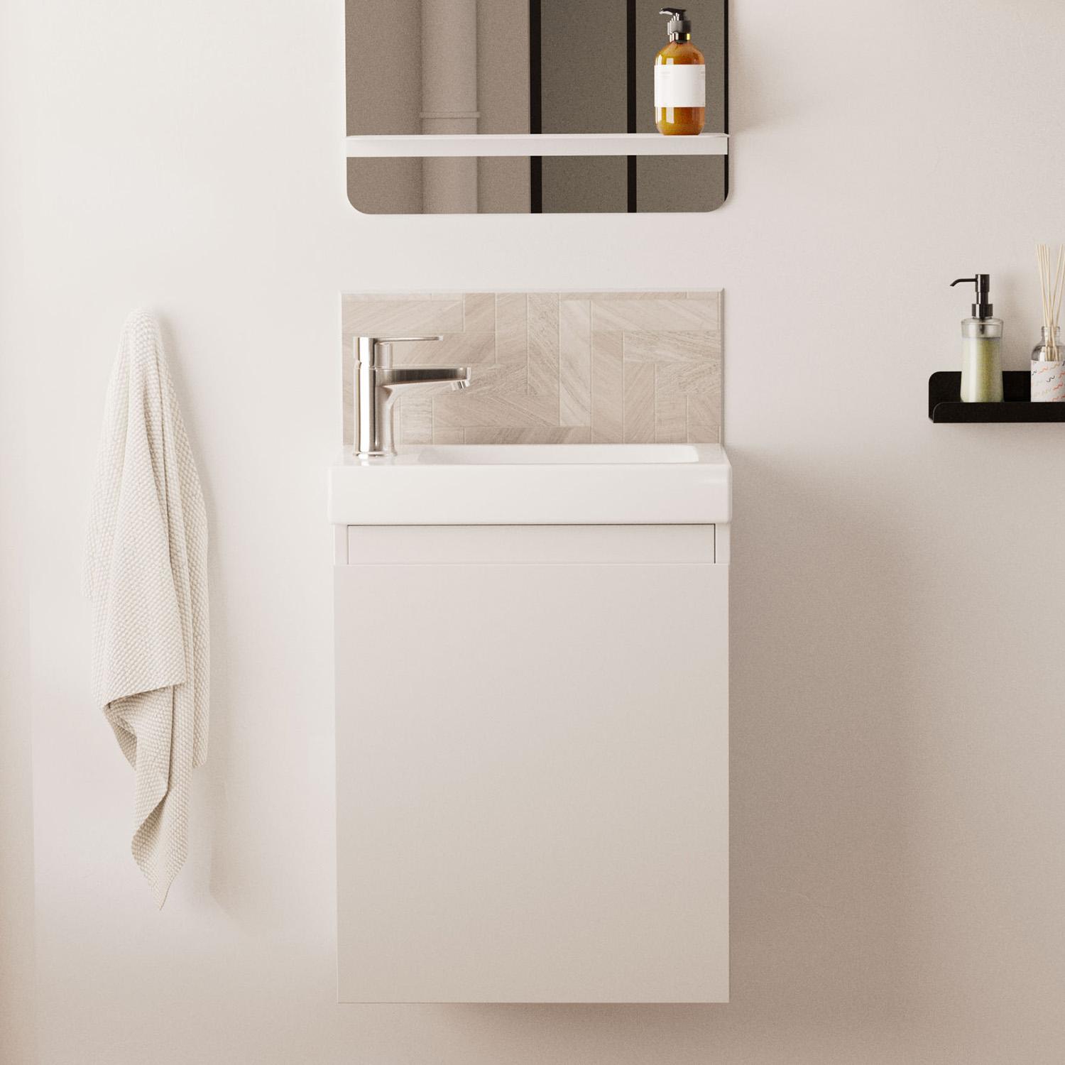 Meuble lave-mains suspendu avec vasque céramique