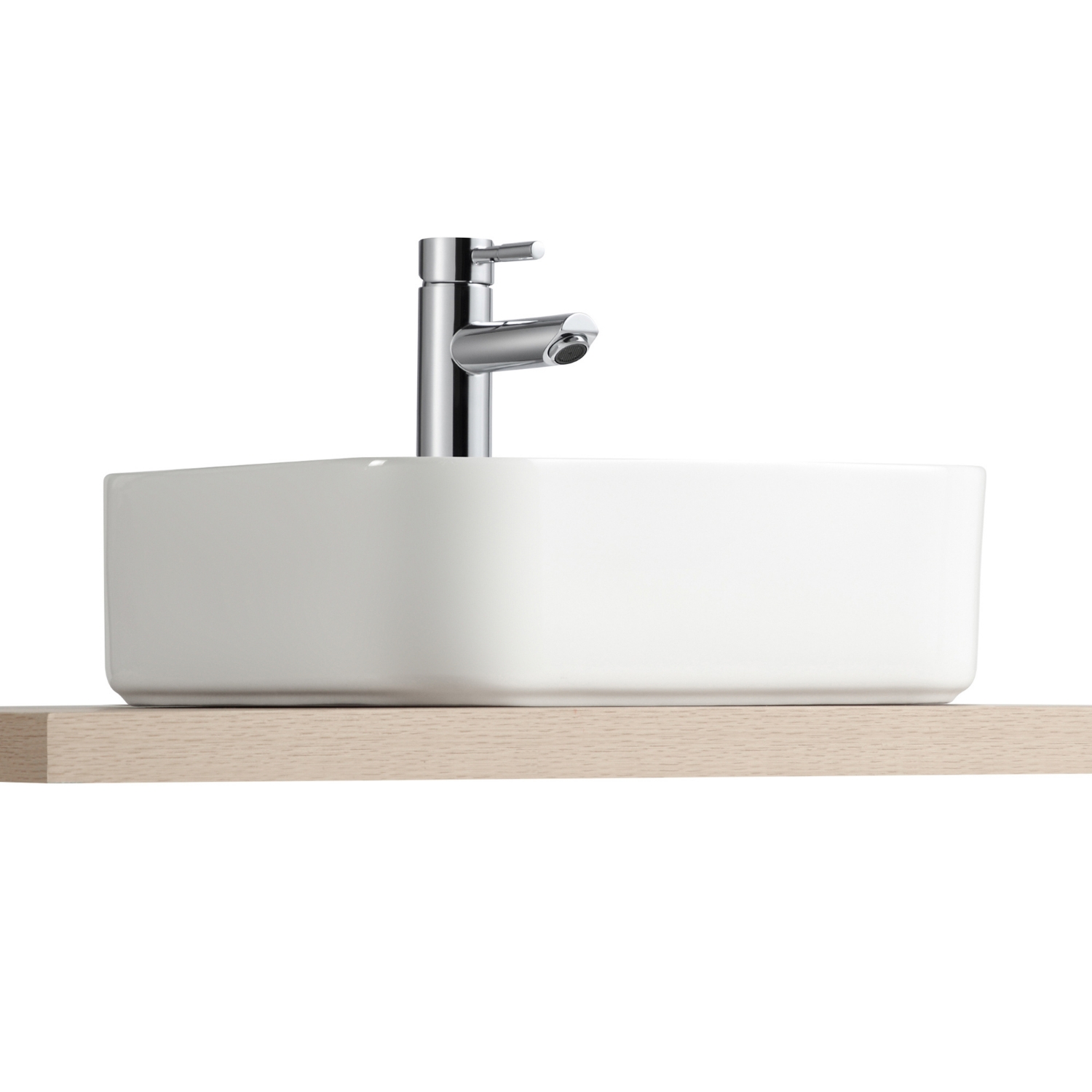 Petite vasque à poser carrée blanche 37cm KALI avec trou pour robinet.