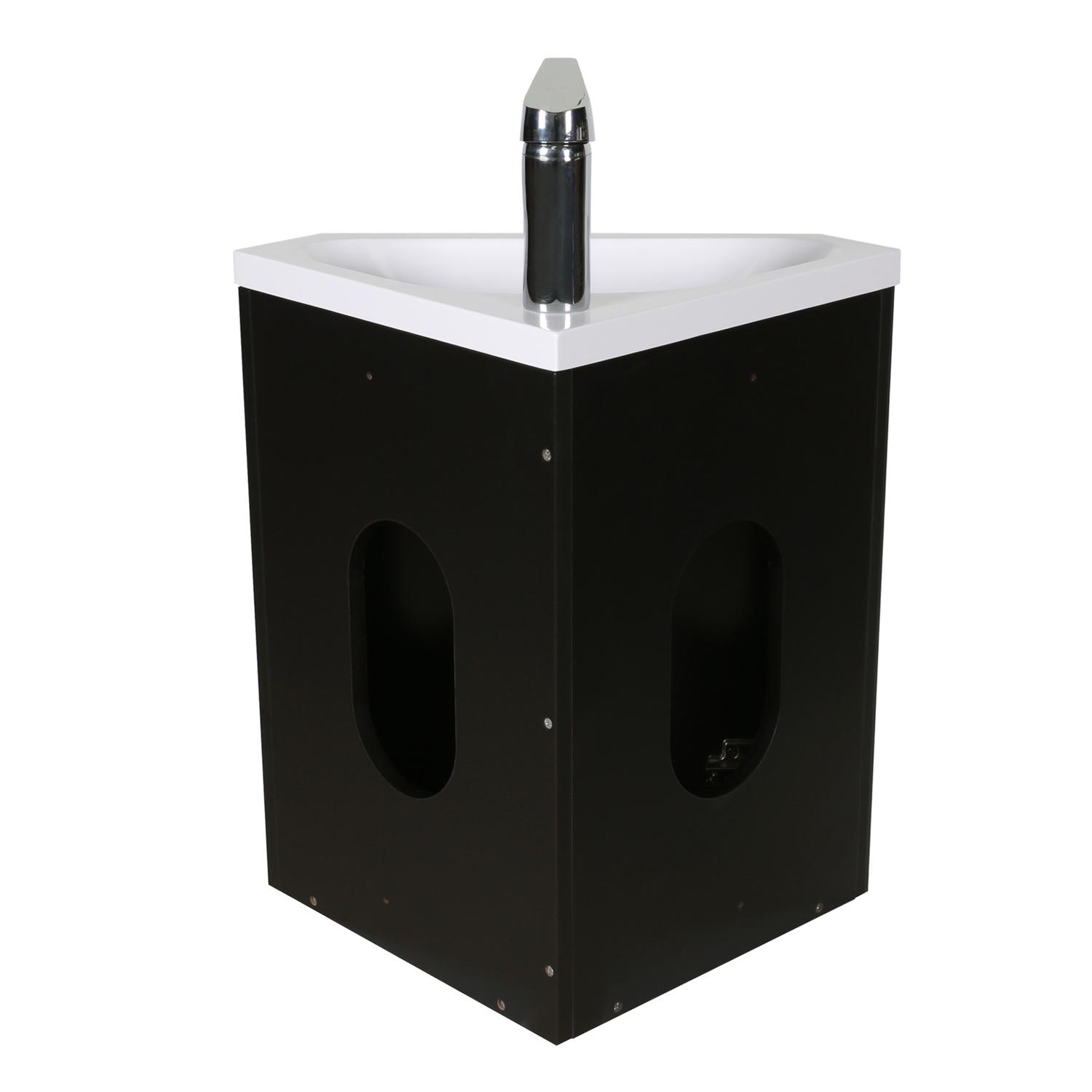 Ensemble meuble lave-mains d'angle blanc SKINO avec robinet chromé