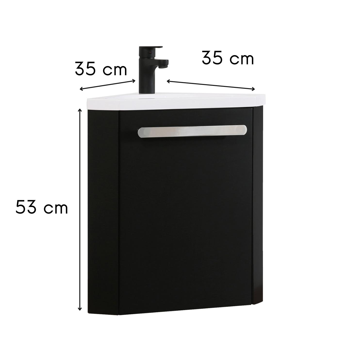 Ensemble meuble lave-mains d'angle blanc SKINO avec robinet chromé