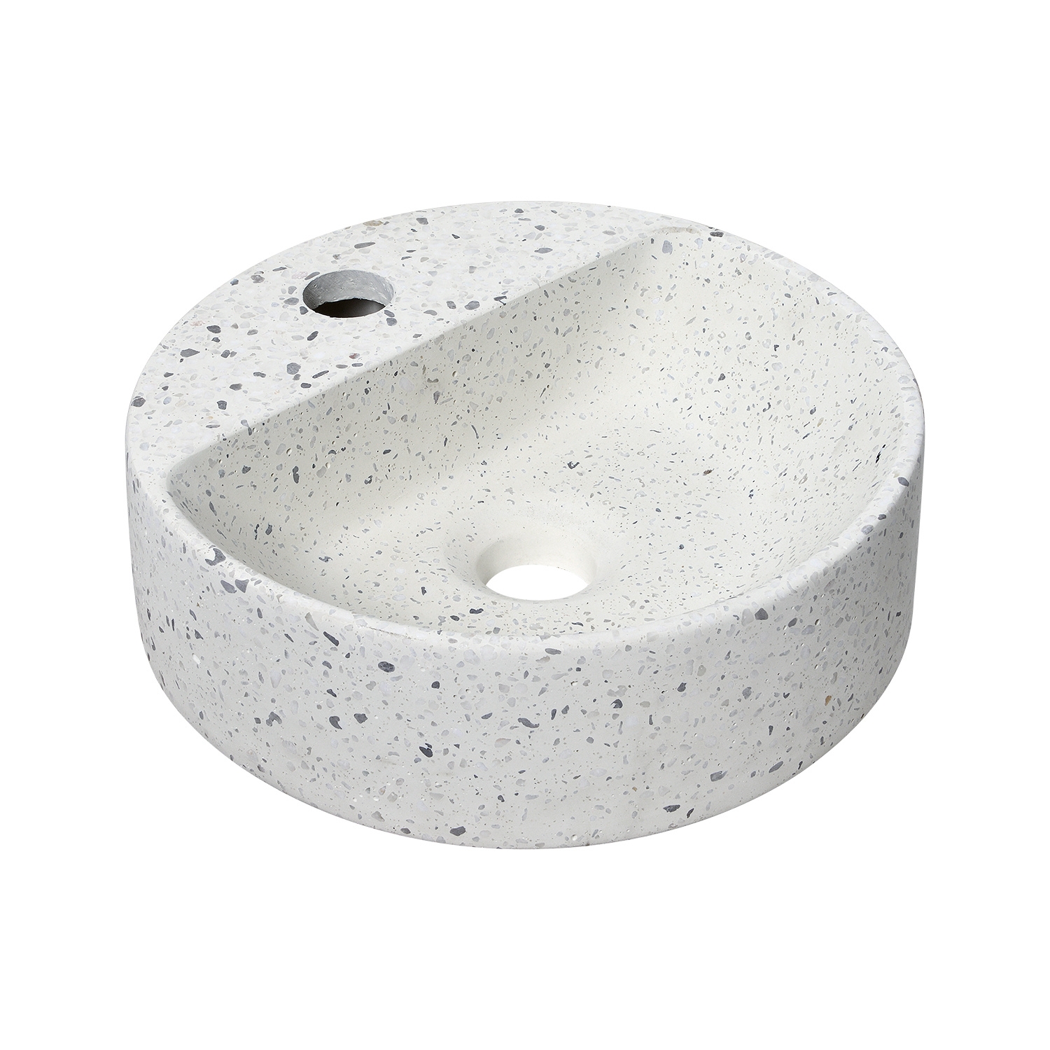 Petit lave-mains rond suspendu en terrazzo gris 30cm IZIA.