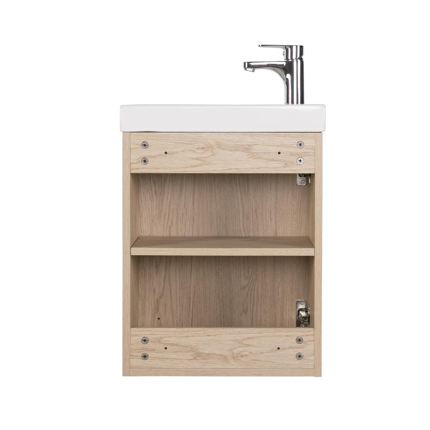Ensemble lave-mains avec poignée chromée et miroir ovale blanc