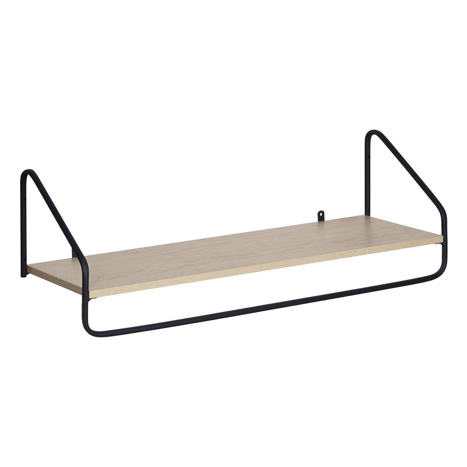 Etagère penderie murale bois et métal noir 90x28,5cm