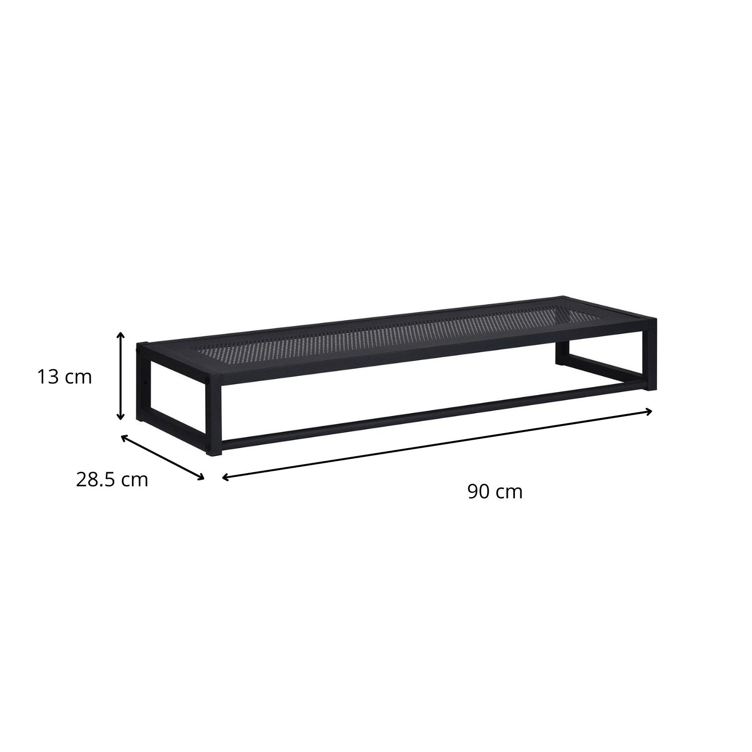 Etagère penderie murale métal noir 90x28,5cm