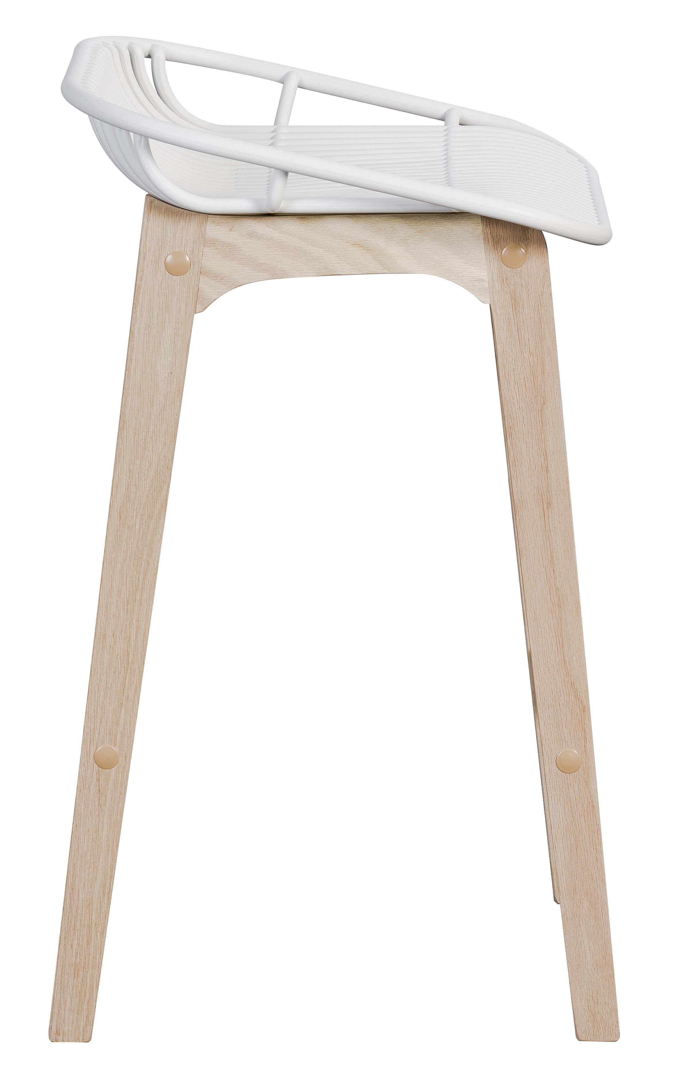 Lot de 2 tabourets d'ilot et bar 65 cm en chêne et assise noire