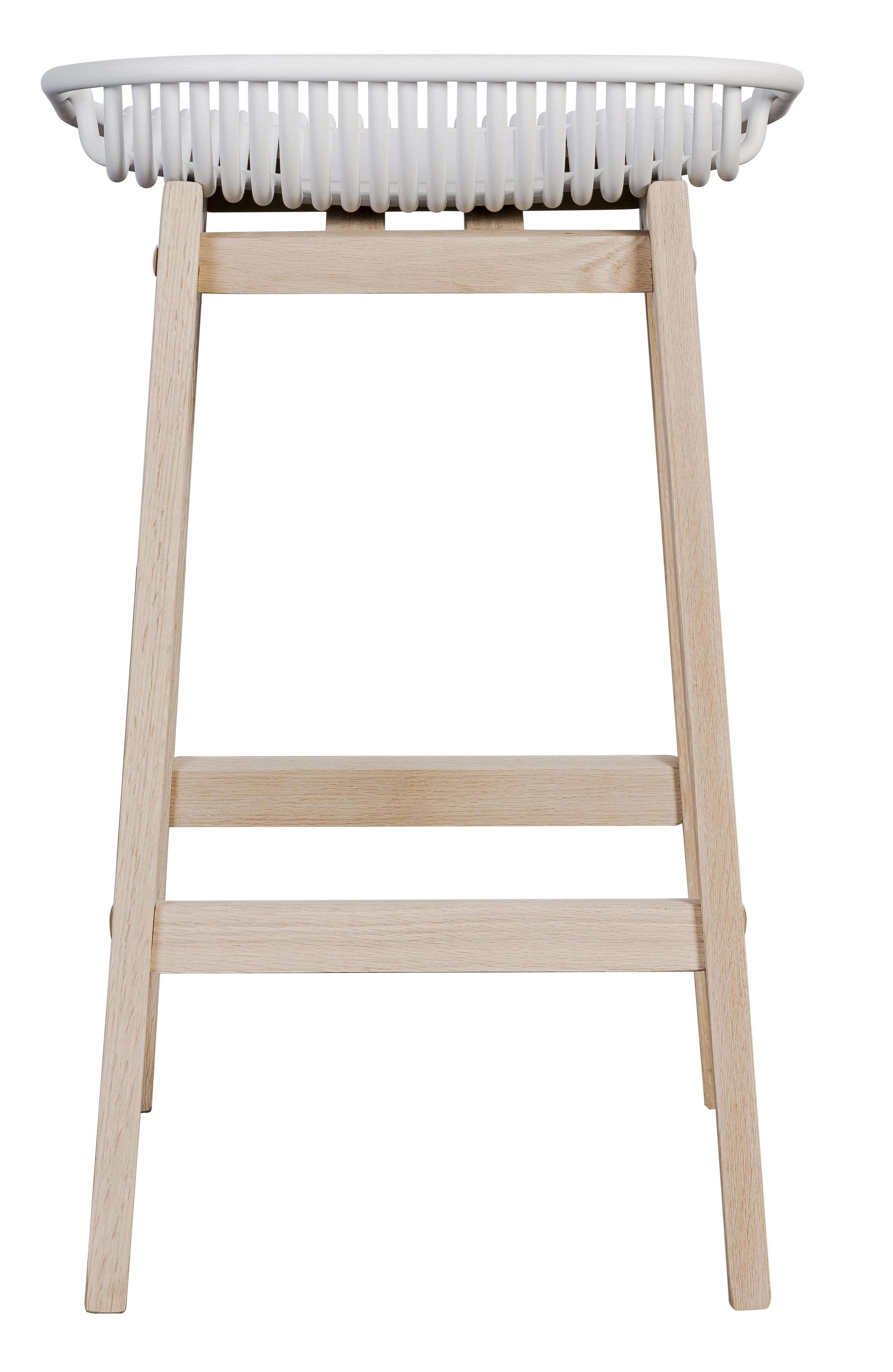 Lot de 2 tabourets d'ilot et bar 65 cm en chêne et assise noire