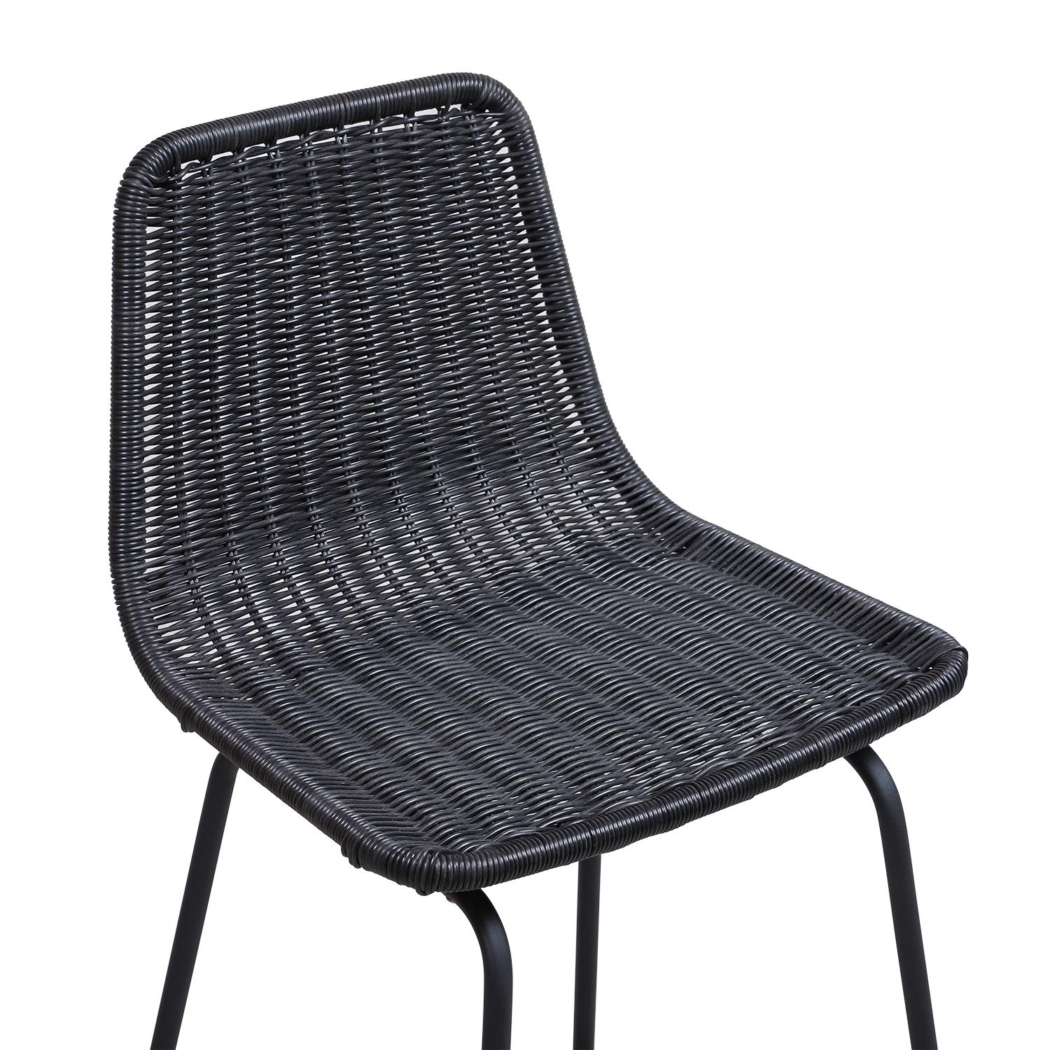Lot de 2 tabourets d'ilot et bar 65 cm en métal et rotin synthétique