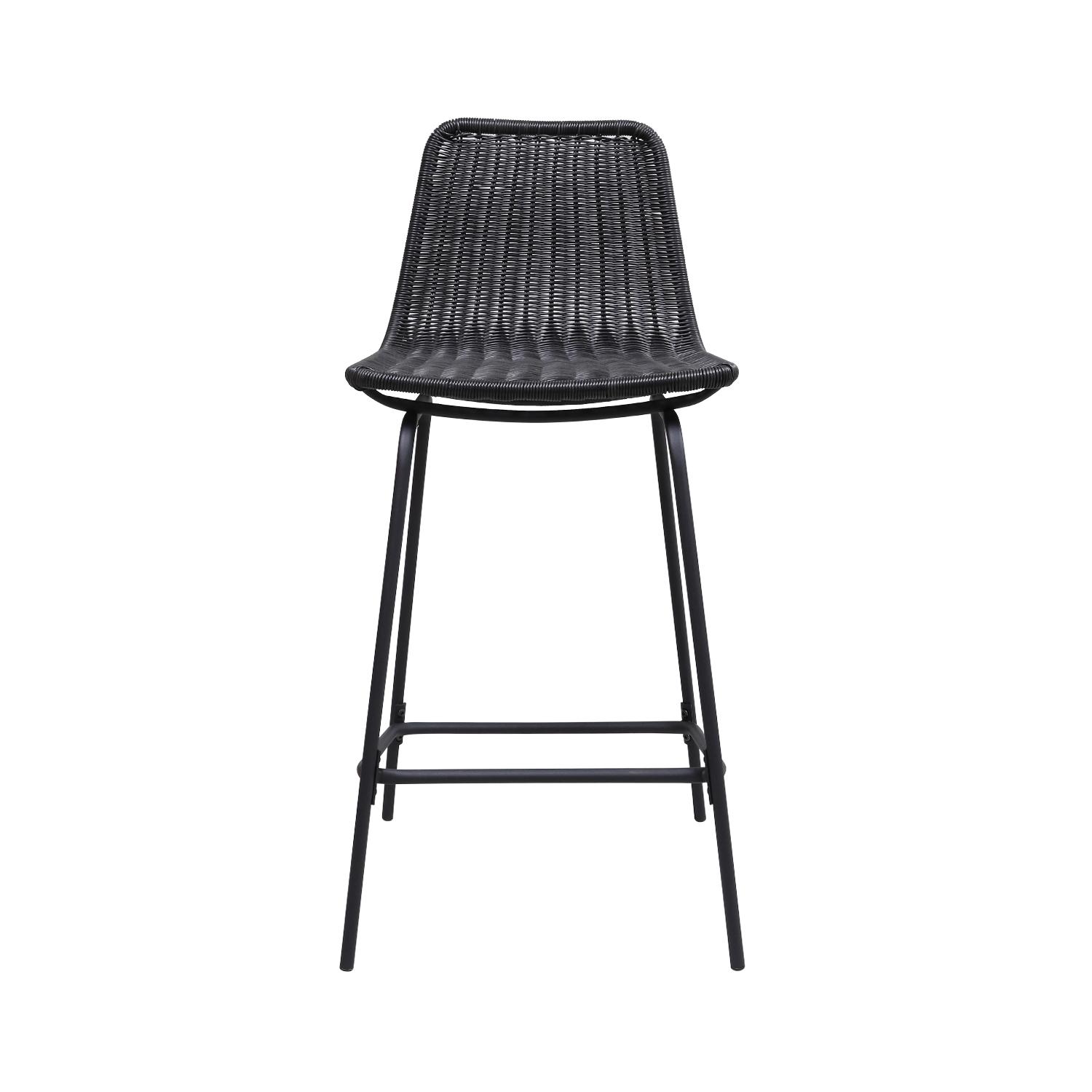 Lot de 2 tabourets d'ilot et bar 65 cm en métal et rotin synthétique