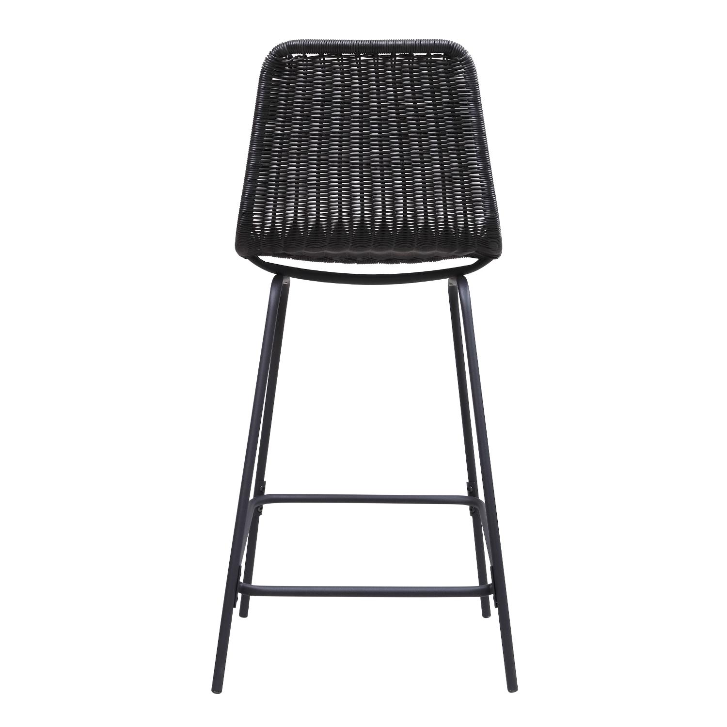 Lot de 2 tabourets d'ilot et bar 65 cm en métal et rotin synthétique