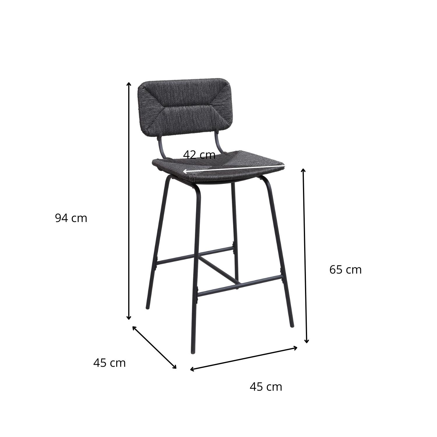 Lot de 2 tabourets de bar et d'ilot 65 cm en rotin synthétique et métal