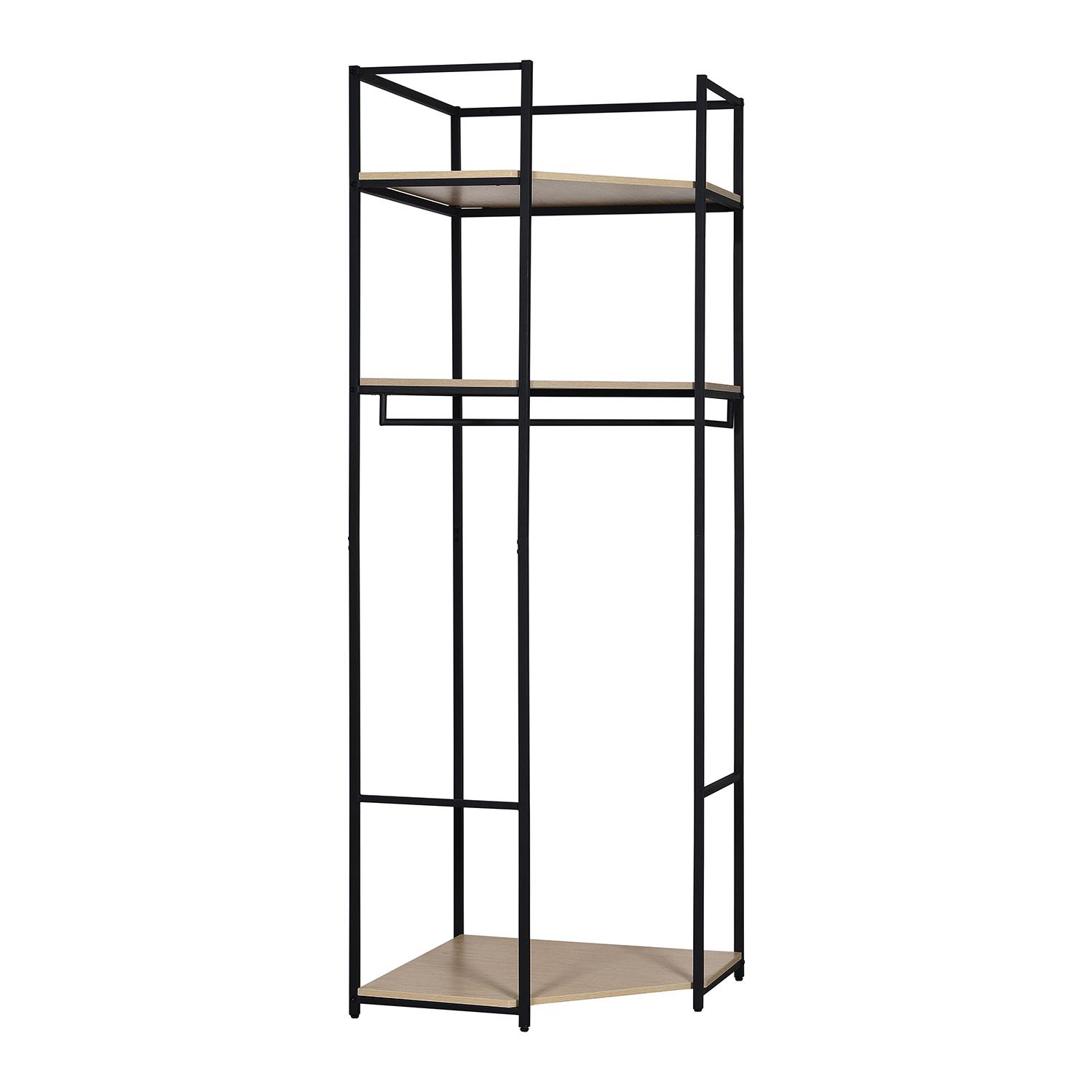 Portant d'angle bois et métal Blanc L70 x H200cm