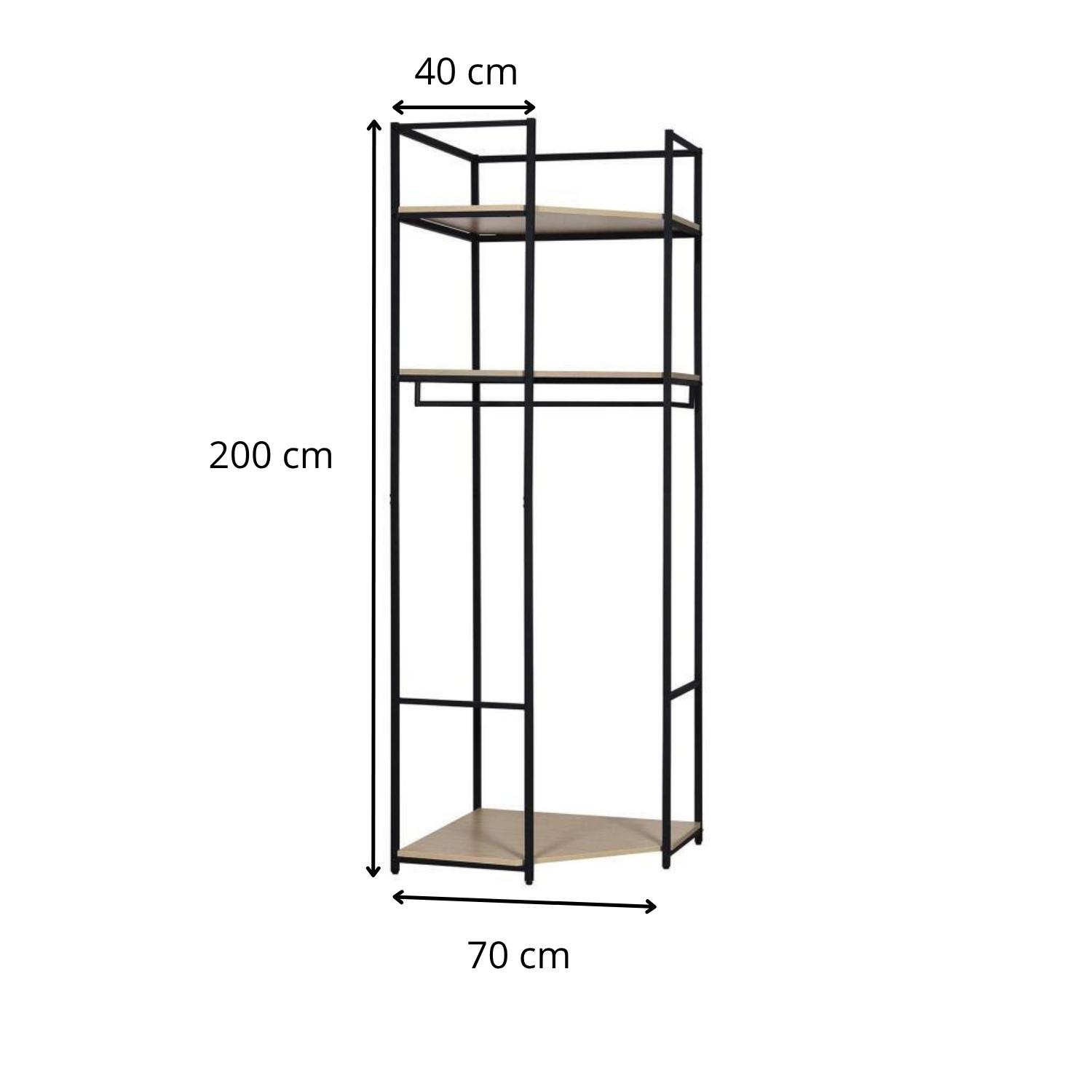 Portant d'angle bois et métal Blanc L70 x H200cm