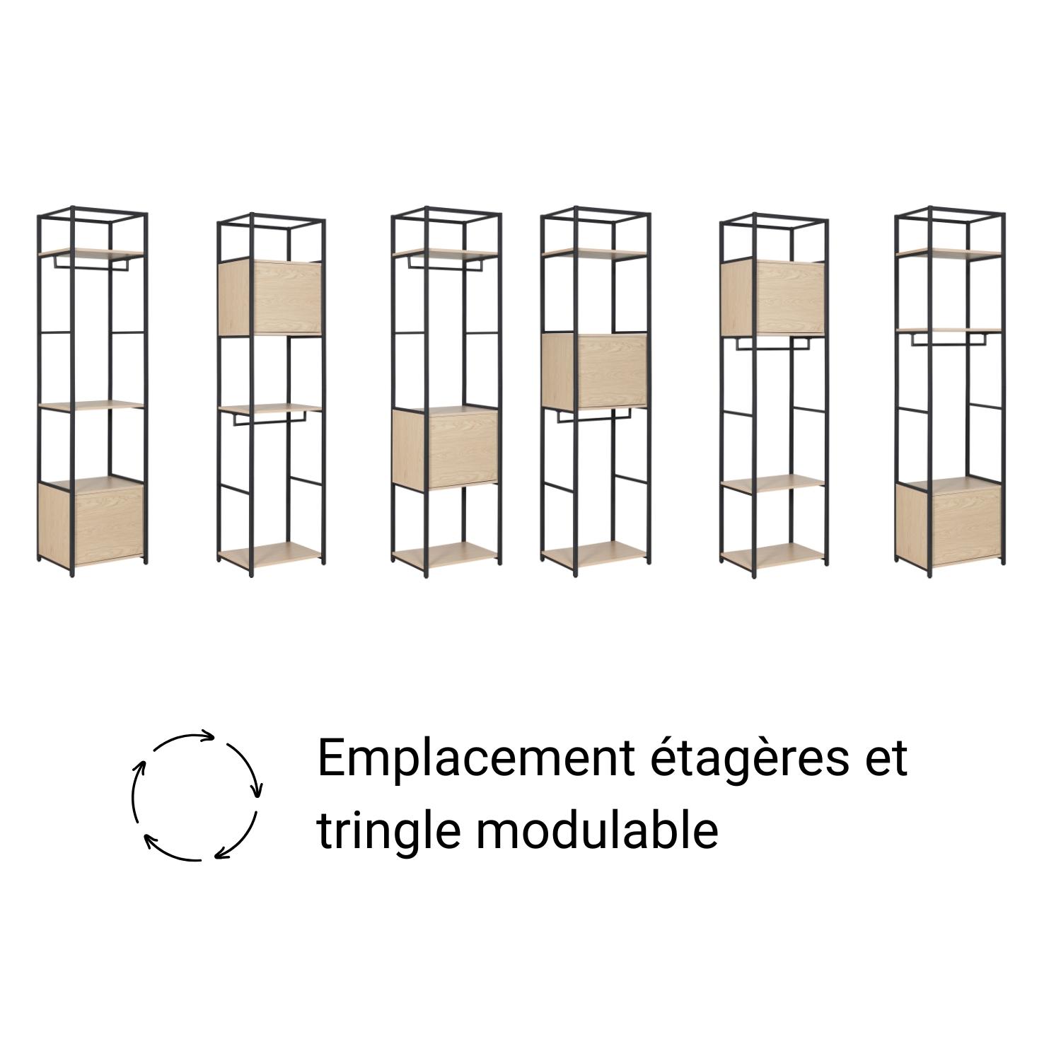 Portants vêtements bois et métal avec module fermé - Lot de 2 - JUNE