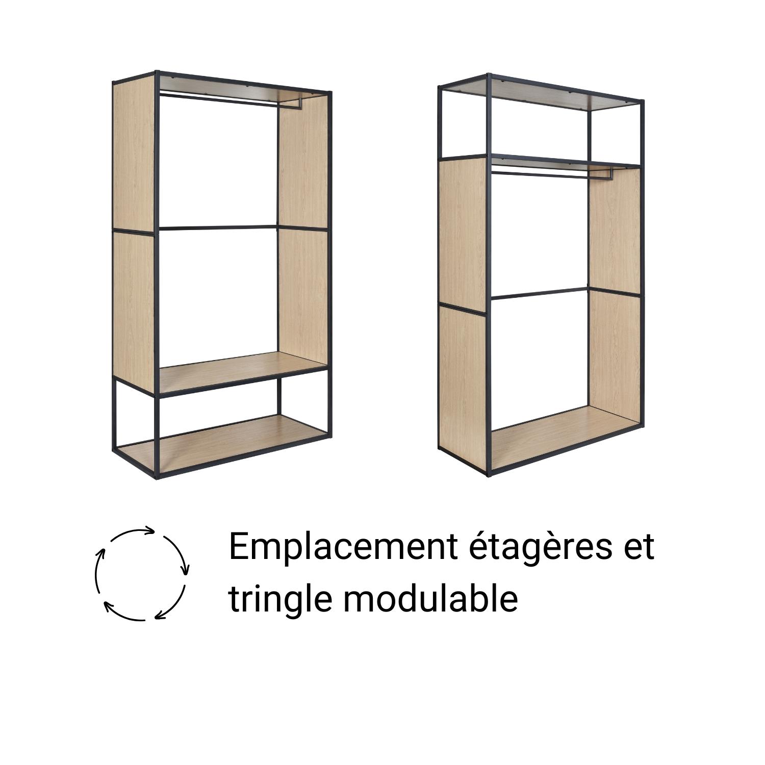 Portant vêtements réversible bois et métal L110x H184,5 cm -  OSLO