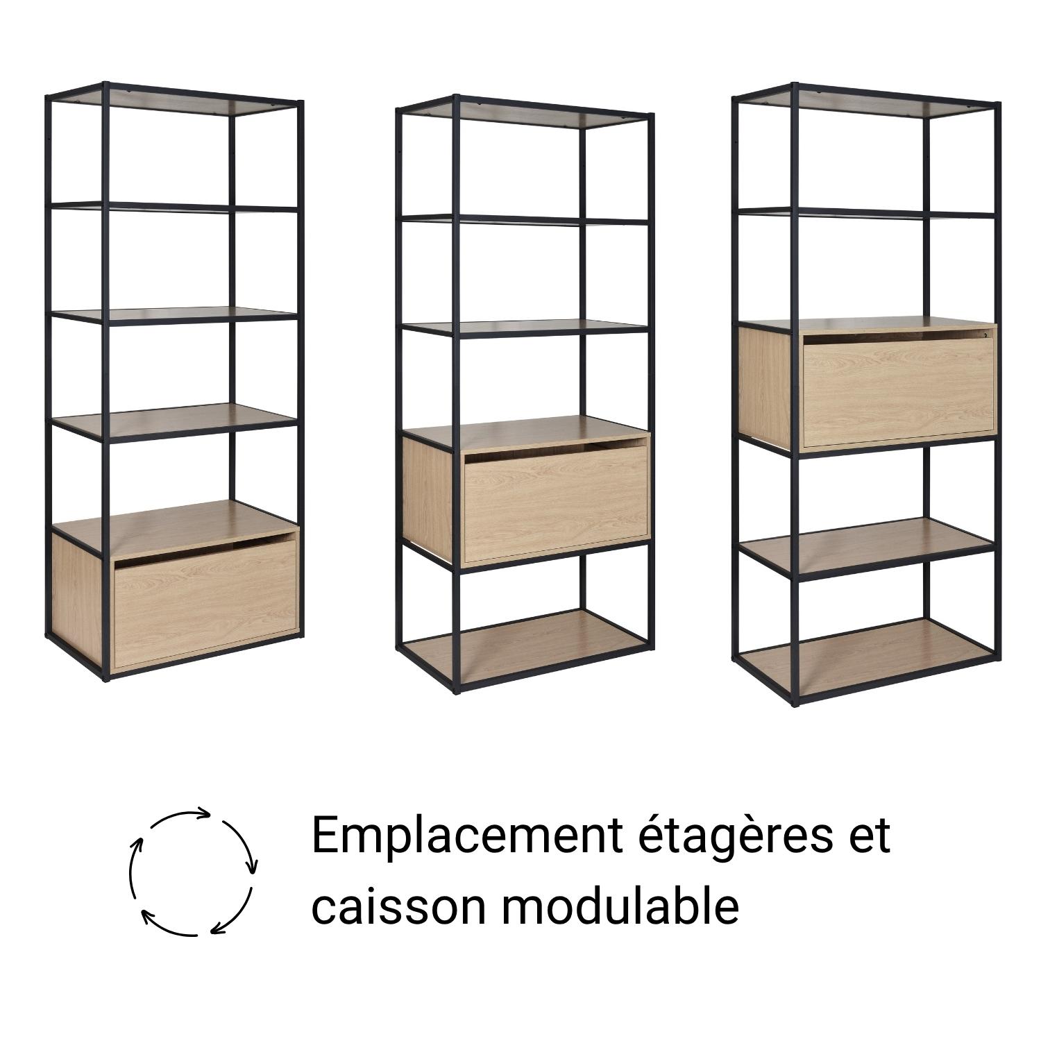 Portants vêtements bois et métal noir avec bureau intégré - OSLO - Lot de 3