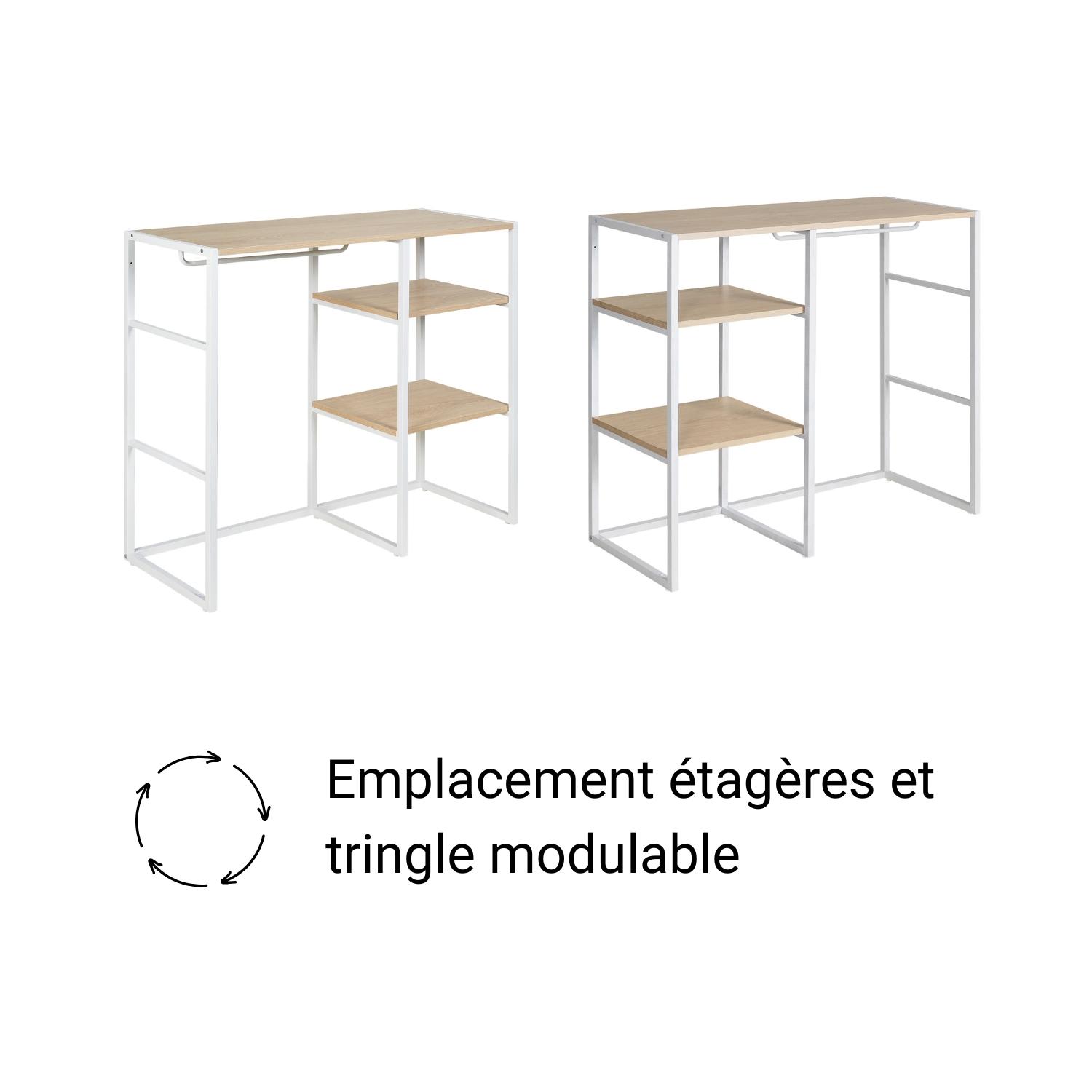 Portant vêtements sous combles penderie et étagères noir L100 x H85 cm