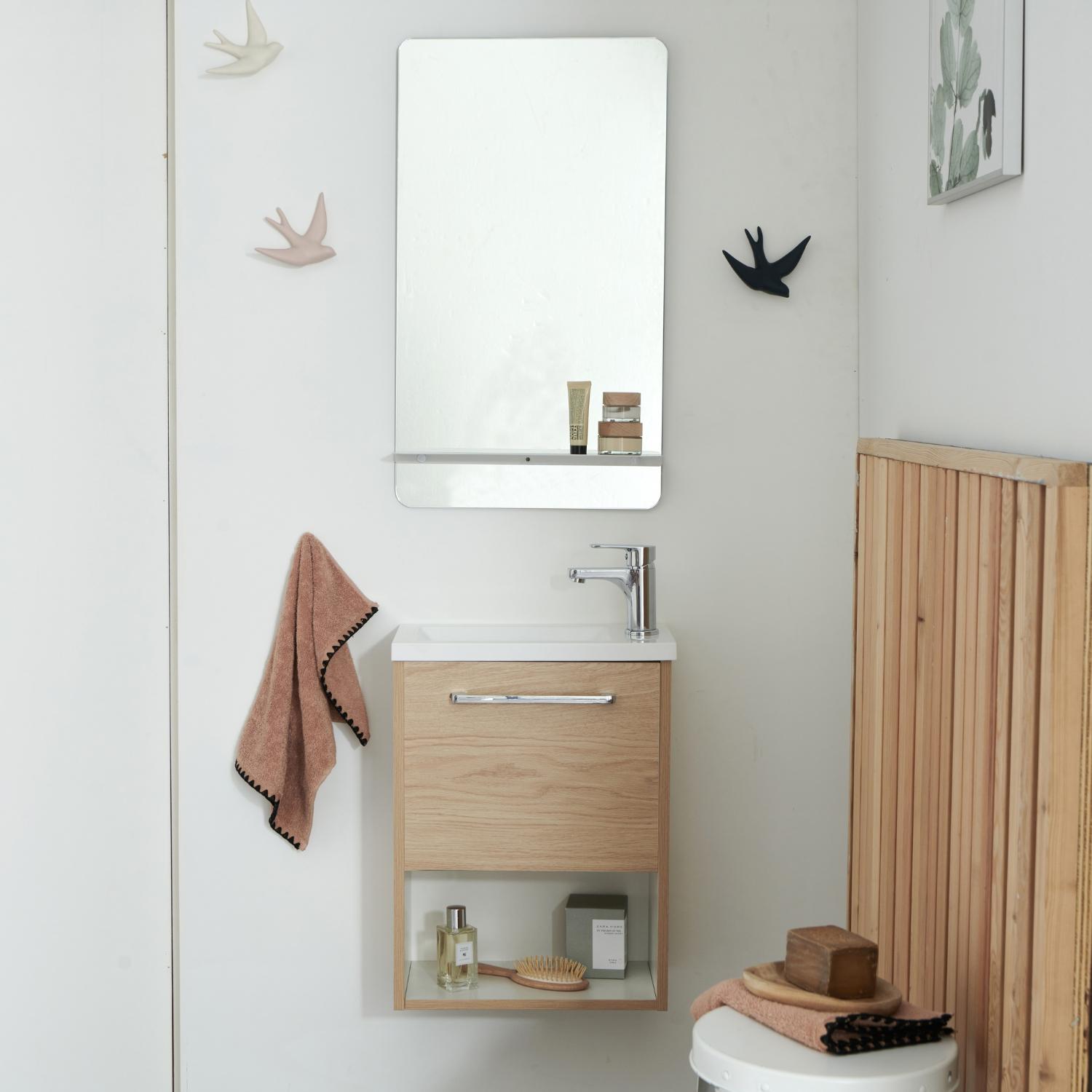 Ensemble meuble lave-mains NIKA + robinet GRIFO + Miroir SIMONA
