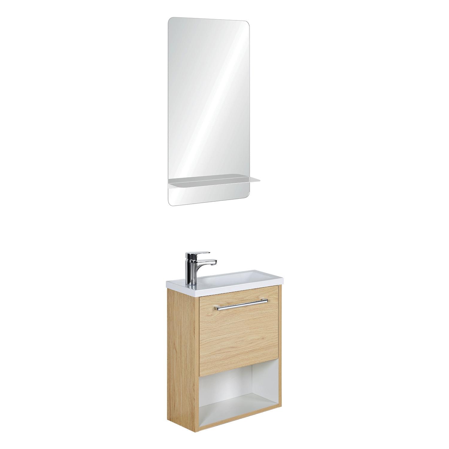 Ensemble meuble lave-mains NIKA + robinet GRIFO + Miroir SIMONA