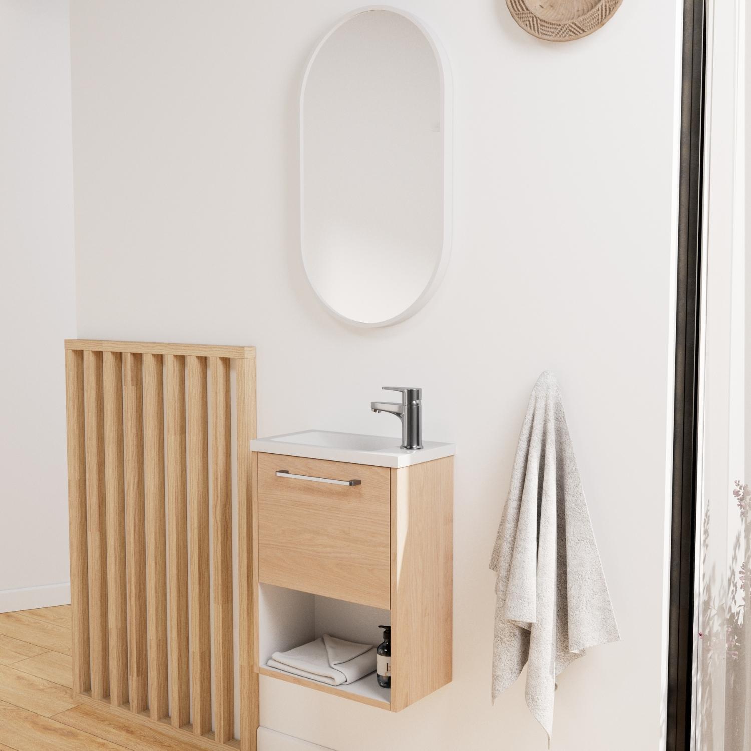 Ensemble meuble lave-mains NIKA + Miroir PEPPER